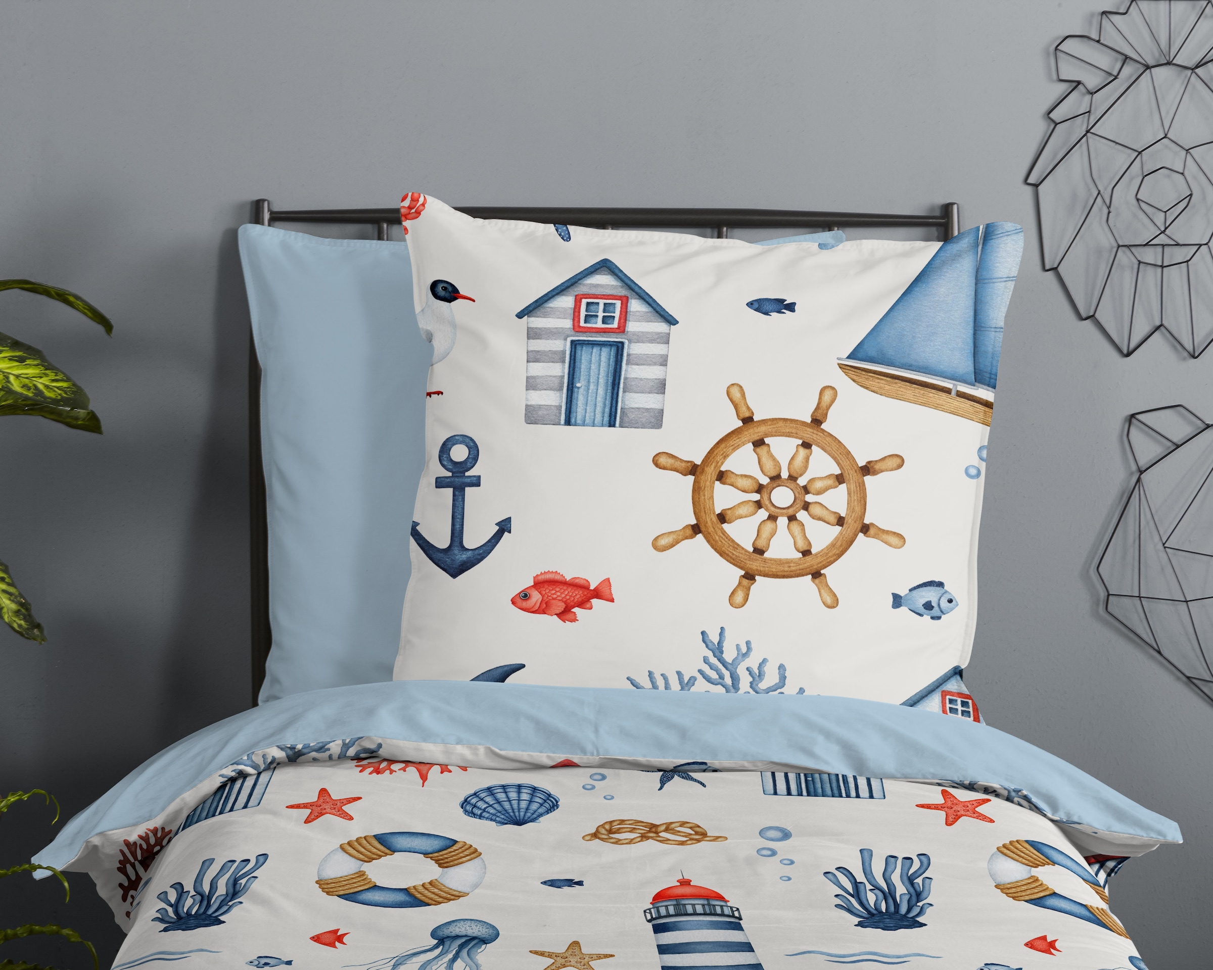 good morning Kinderbettwäsche »Ahoy«, 100% Baumwolle, Reißverschluss, Wendeoptik, Baby, Kind, Maritim