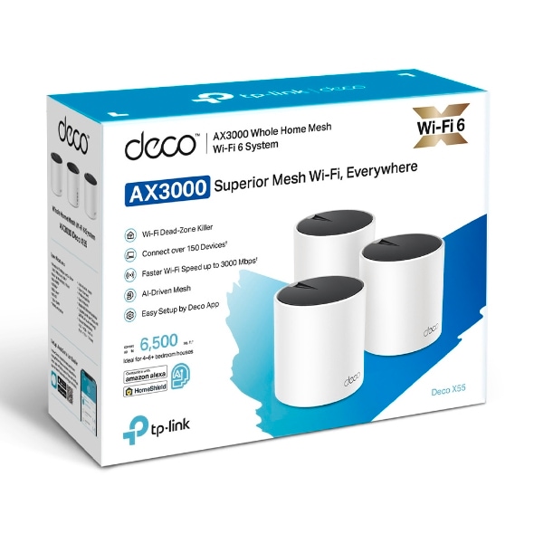 TP-Link Reichweitenverstärker »Deco X55(3-pack) AX3000 Whole Home Mesh Wi-Fi 6 System«