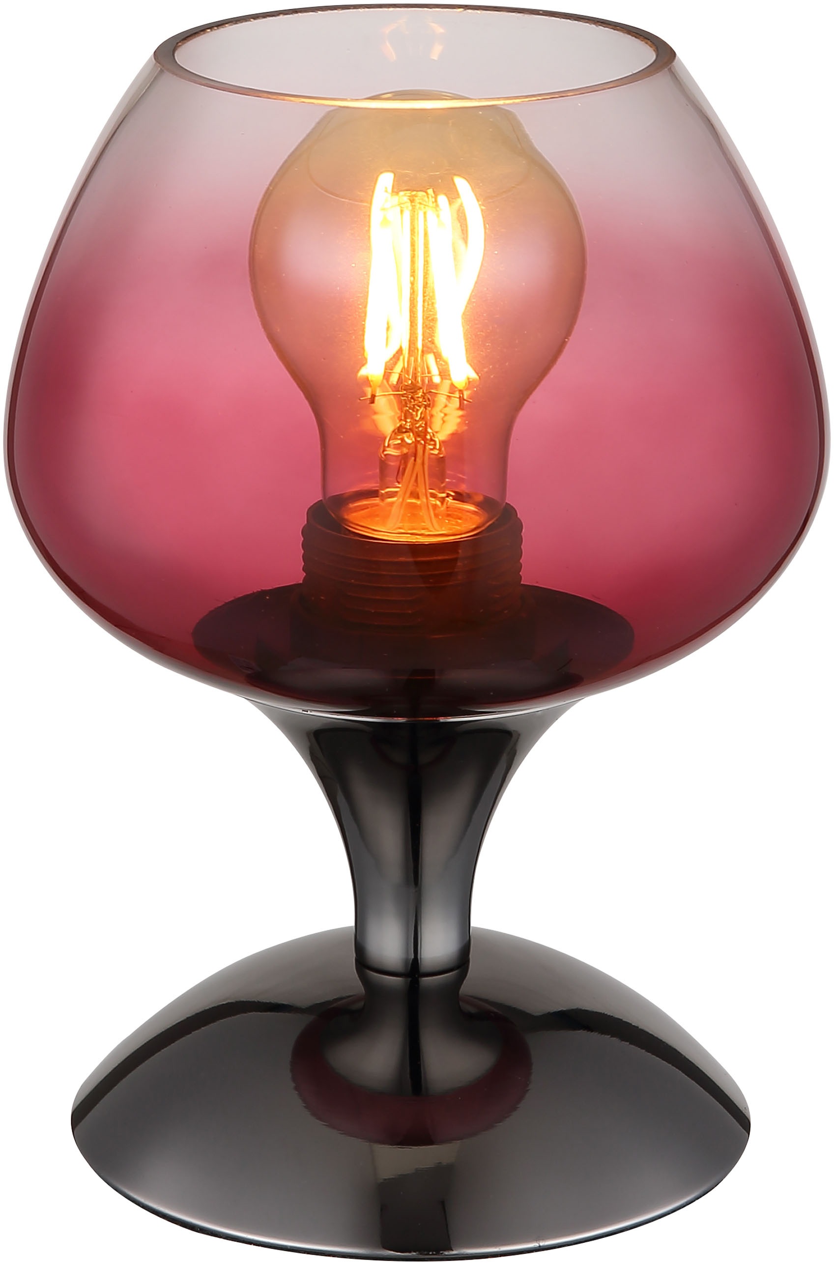 GLOBO LIGHTING Tischleuchte »MAXY«, Leuchtmittel E27 | ohne Leuchtmittel, Tischlampe/Glas brombeerfarben/modern/Wohnzimmer/Schlafzimmer