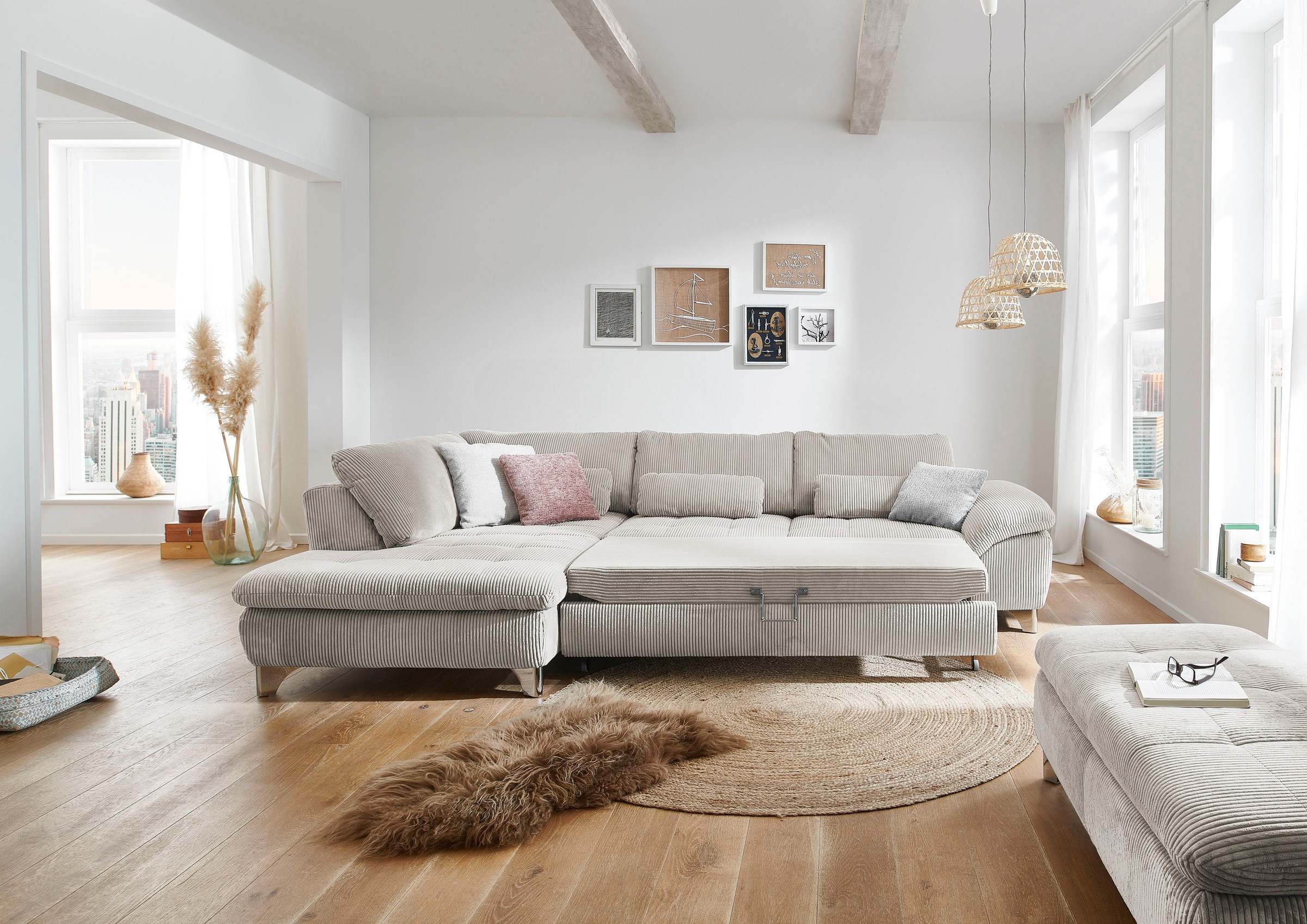 Die PlanBar Ecksofa "MP-IN14007 L-Form" wahlweise mit Bettfunktion und vers günstig online kaufen