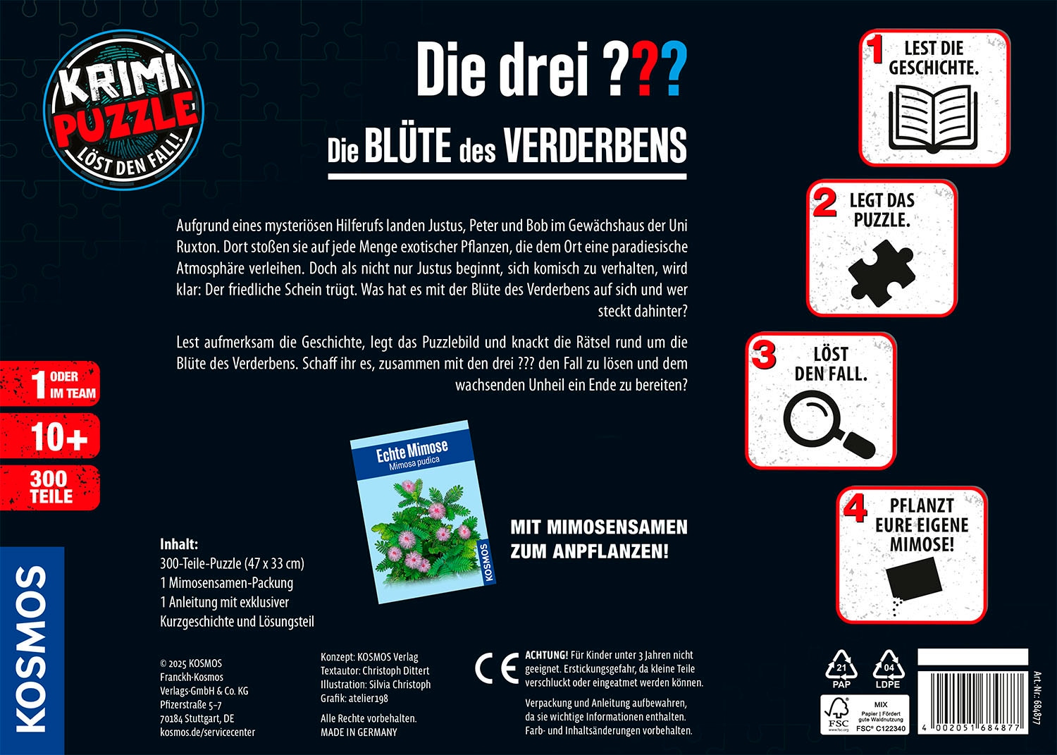 Kosmos Puzzle »Krimipuzzle Die drei ??? Die Blüte des Verderbens« Made in Germany