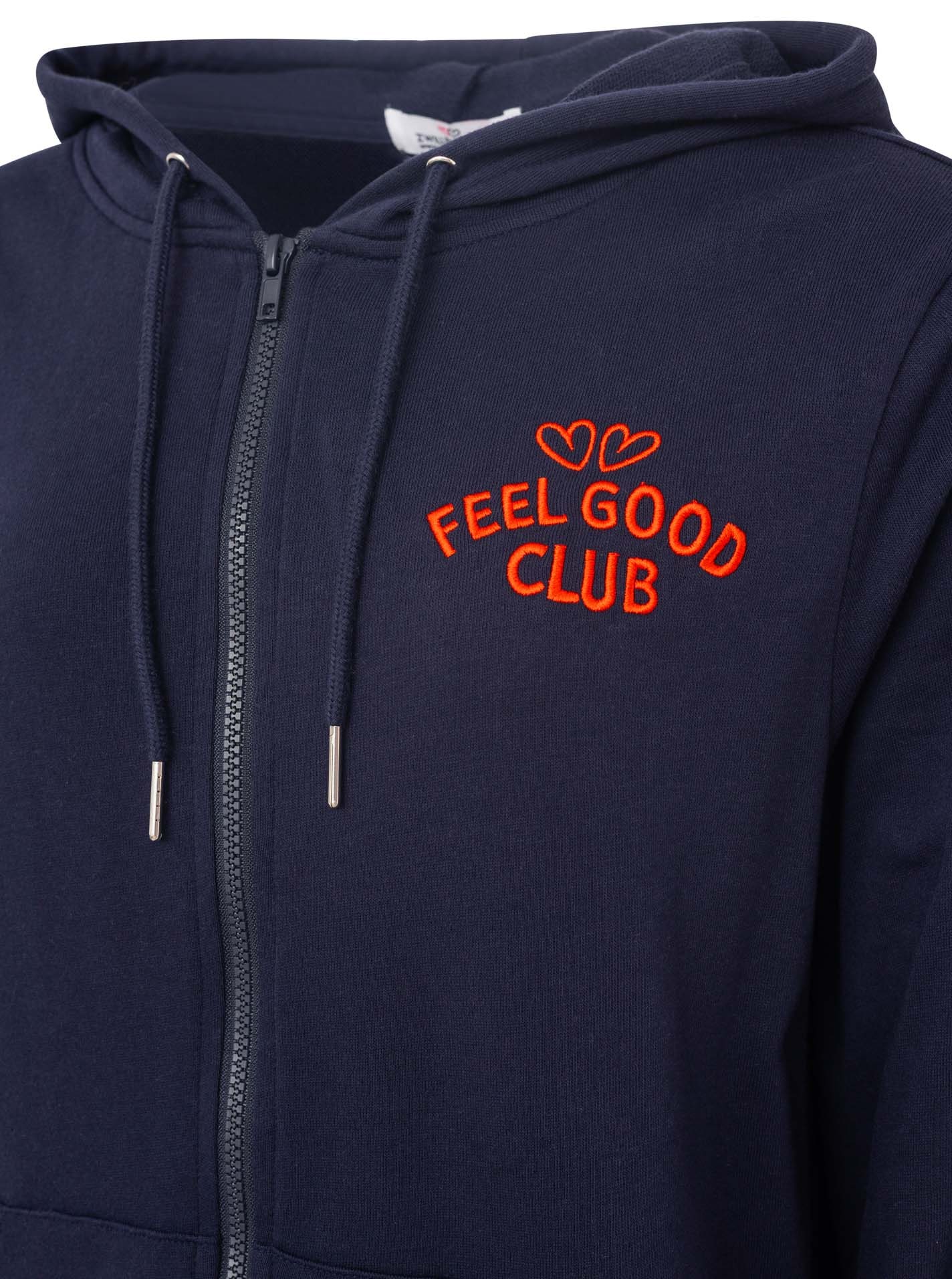 Zwillingsherz Kapuzensweatjacke »"Feel Good Club"« Kapuze, zum Binden, Taschen, kleine Stickerei vorne