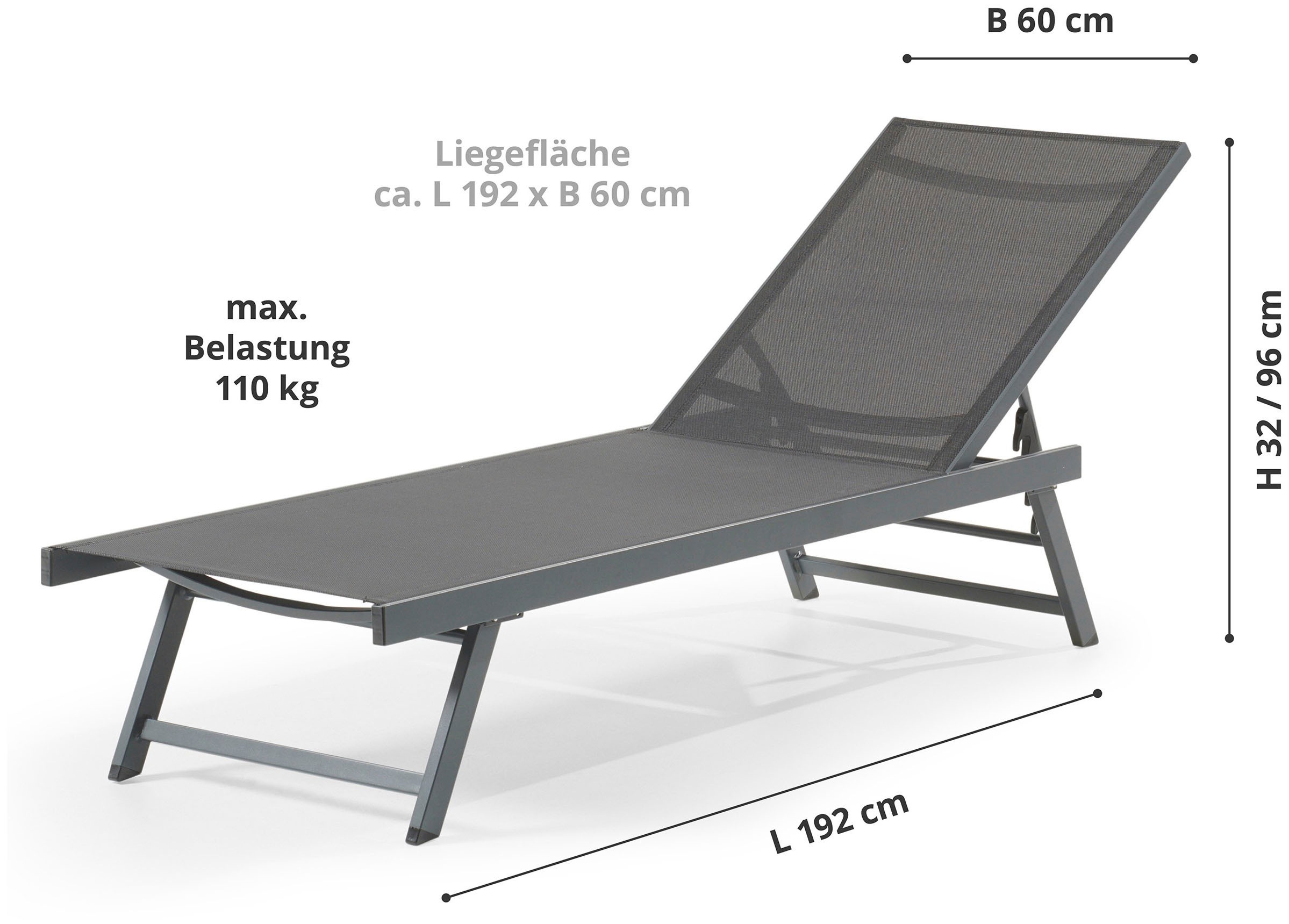 Leco Gartenliege »E_lina«, Füße klappbar
