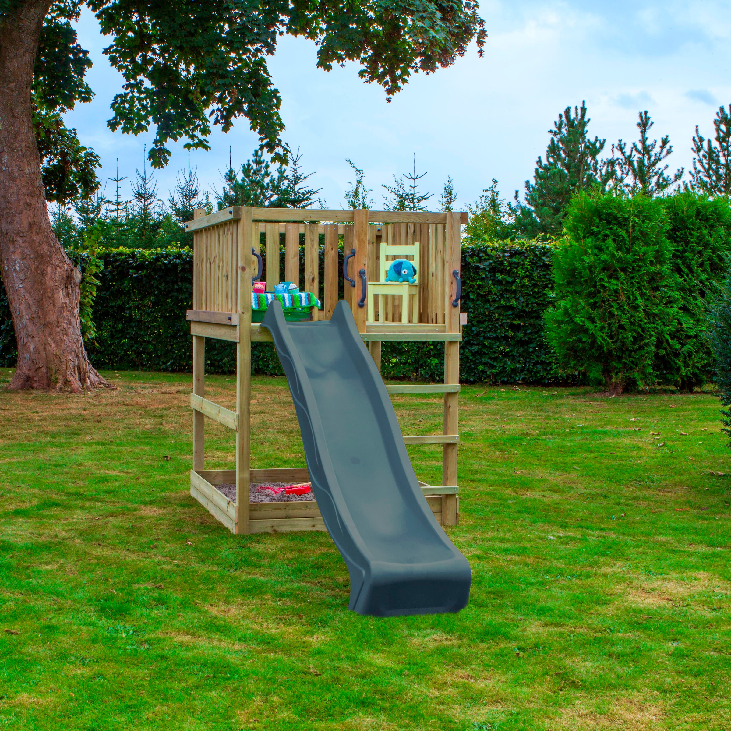 PLUS Spielturm »Play inkl. grau-schwarzer Rutsche«, Made in Europe