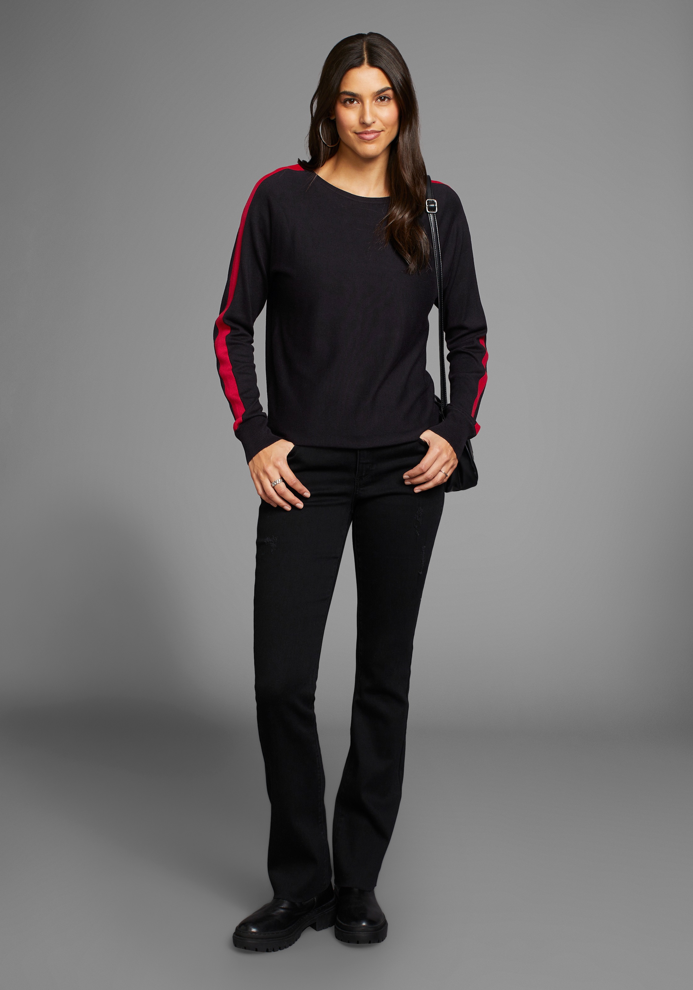 Laura Scott Longpullover, mit Kontraststreifen