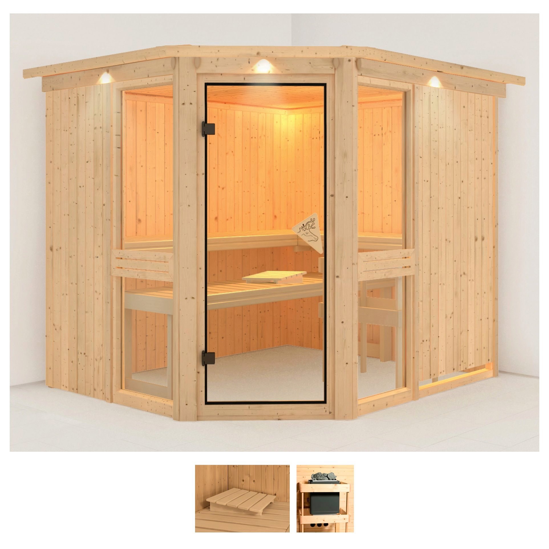 Karibu Sauna "Aline 3" Set, ohne Ofen