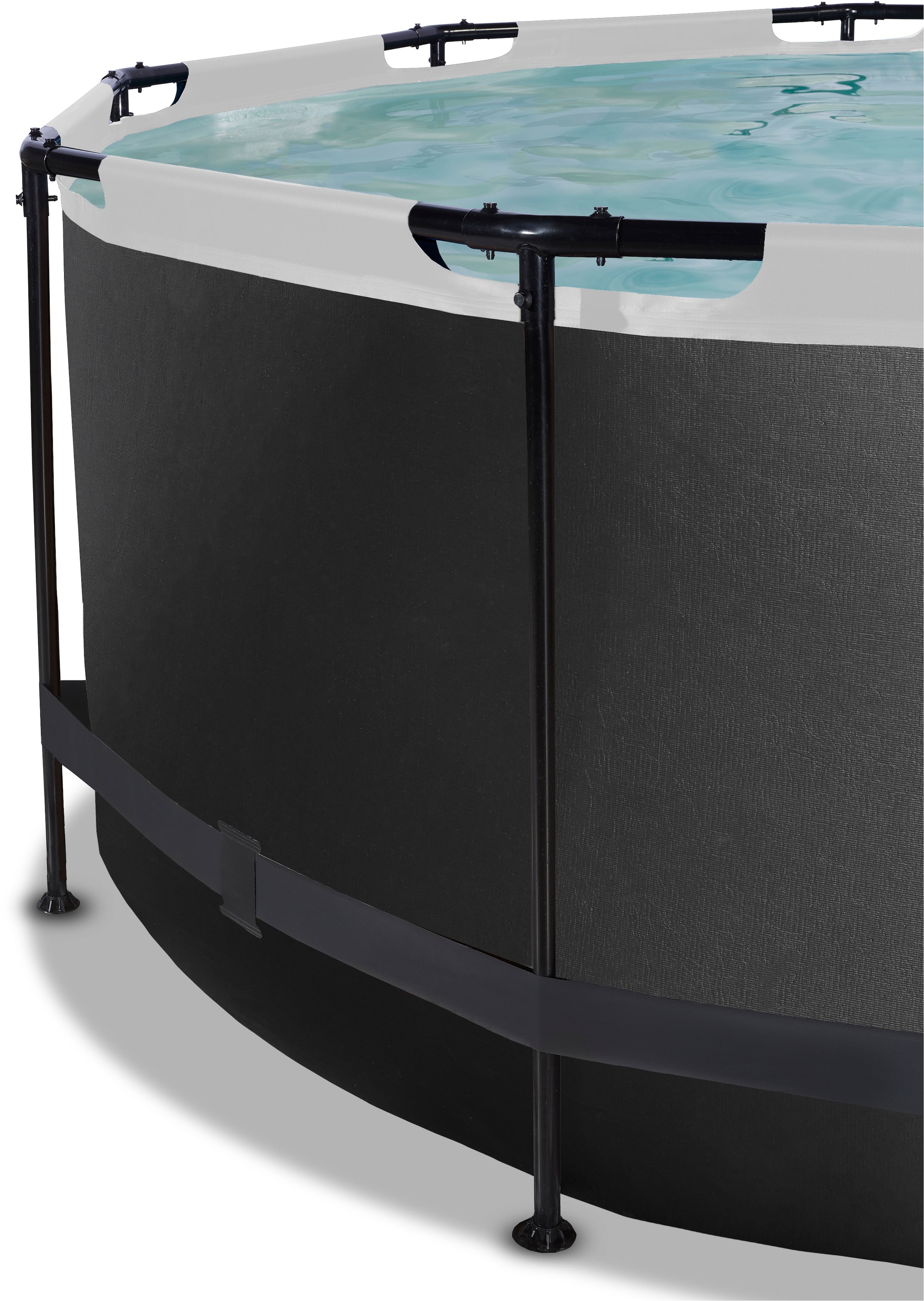 EXIT Framepool »»Black Leather Pool««, (Set), mit Sandfilterpumpe und Abdeckung und Zubehörset - schwarz