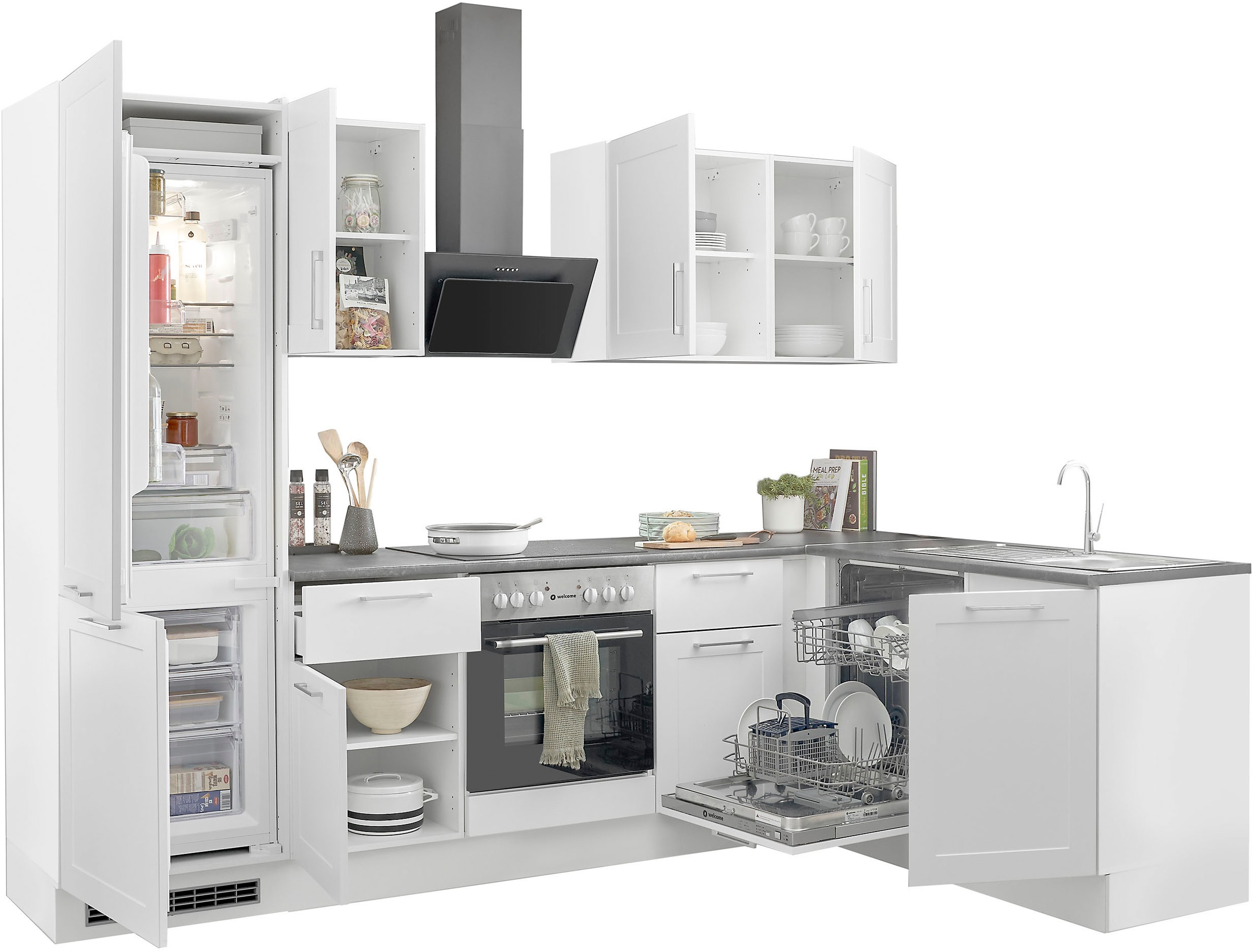BASIC by Balculina Winkelküche »Marsi«, Stellmaße 280x175 cm, wahlweise mit E-Geräten, mit Soft-Close-Funktion