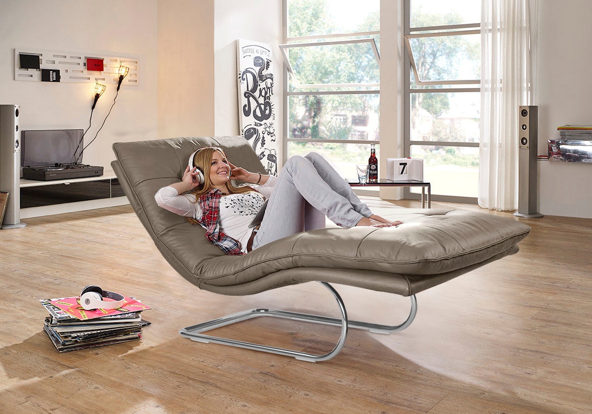 W.SCHILLIG Relaxliege "daily dreams" in Waffelkissen-Optik, wahlweise mit Motor, Freischwingergestell