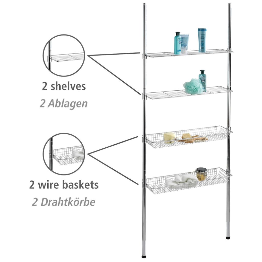 WENKO Badregal »Ellera Teleskopregal«, 2 Ablagen, 2 Körbe