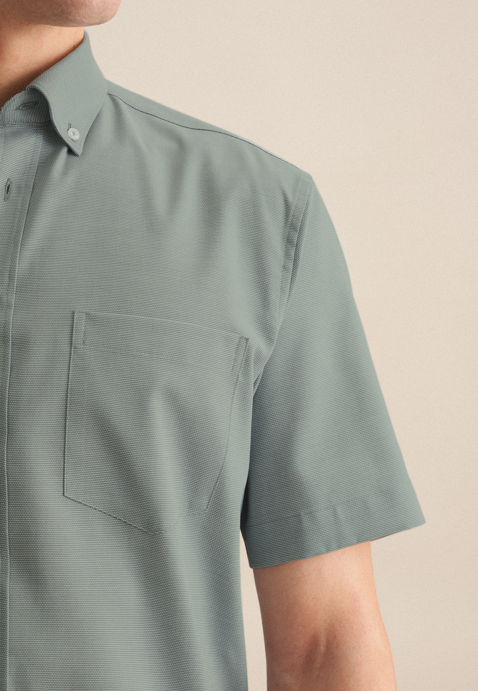 seidensticker Businesshemd »Regular«, Regular Kurzarm Button-Down-Kragen Struktur
