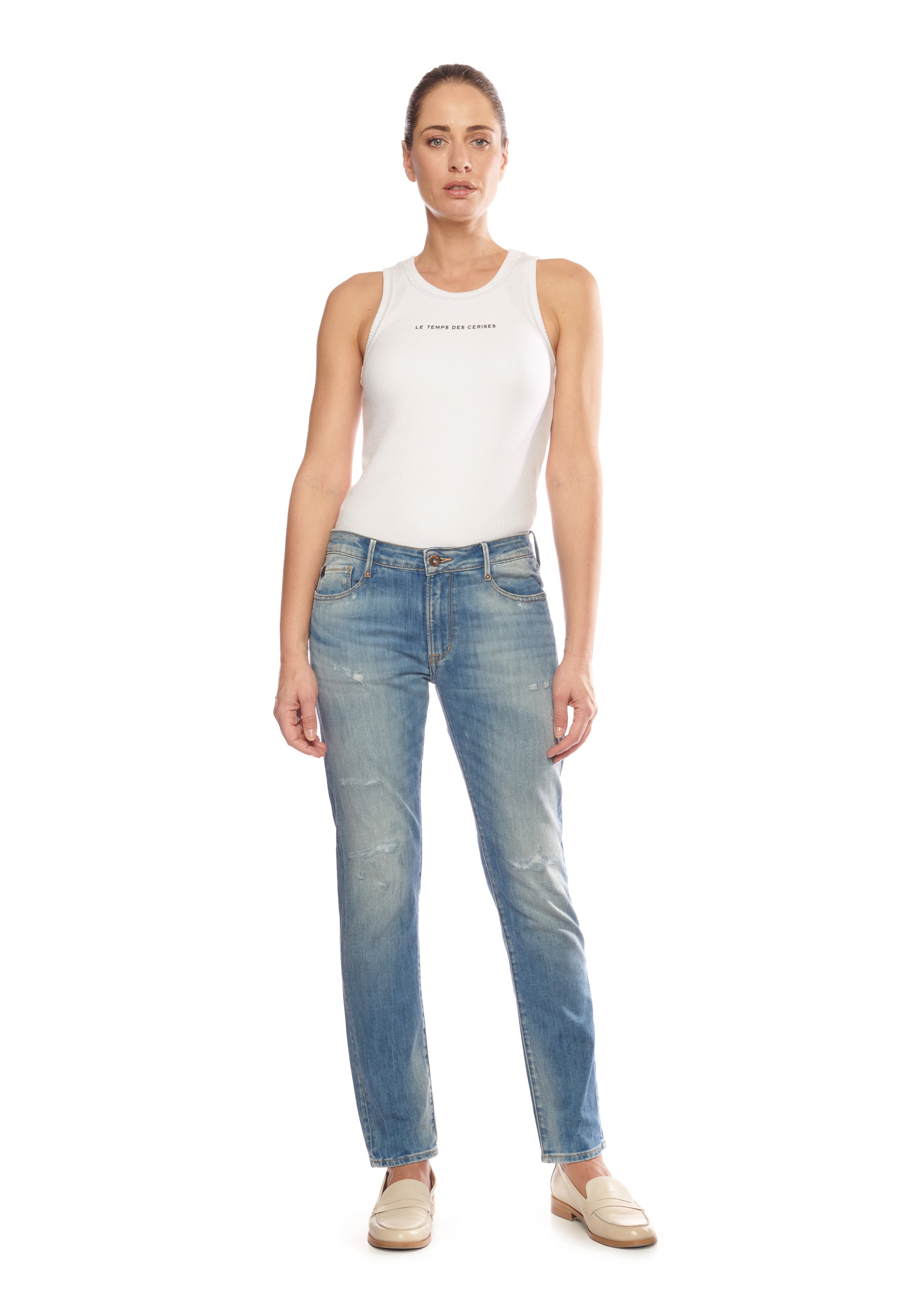 Le Temps Des Cerises Bequeme Jeans, mit trendigen Used-Details