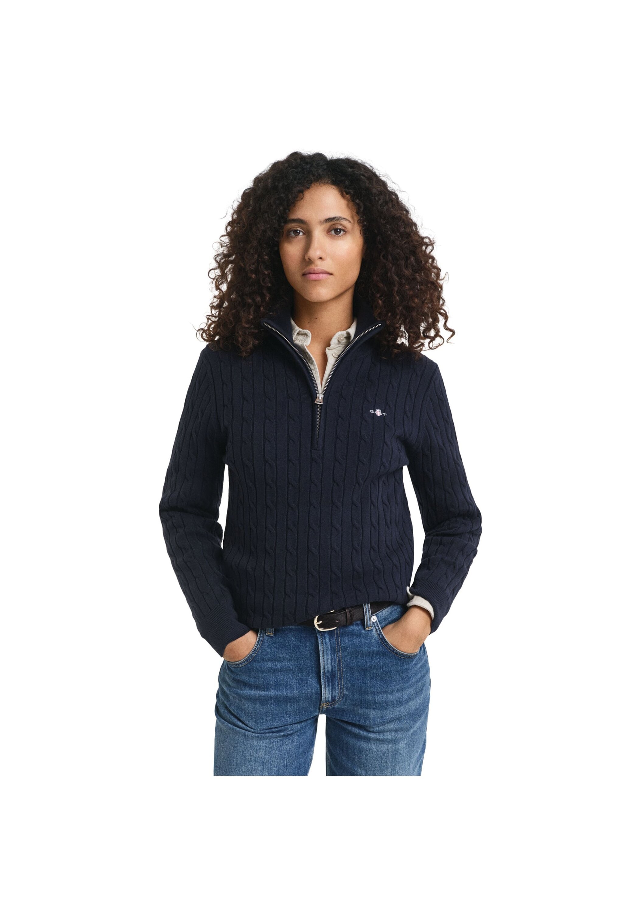 Gant Sweater »Strickpullover STRETCH COTTON CABLE HALF-ZIP 1er Pack«, 1 tlg.

