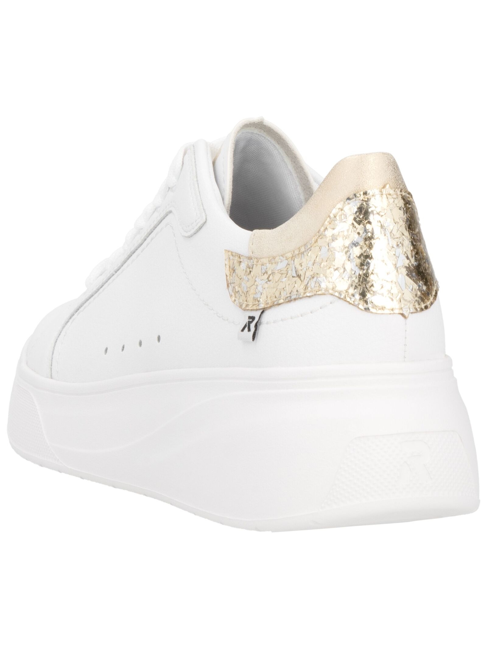 Rieker Damen Leder Sneaker Weiß/Gold 8