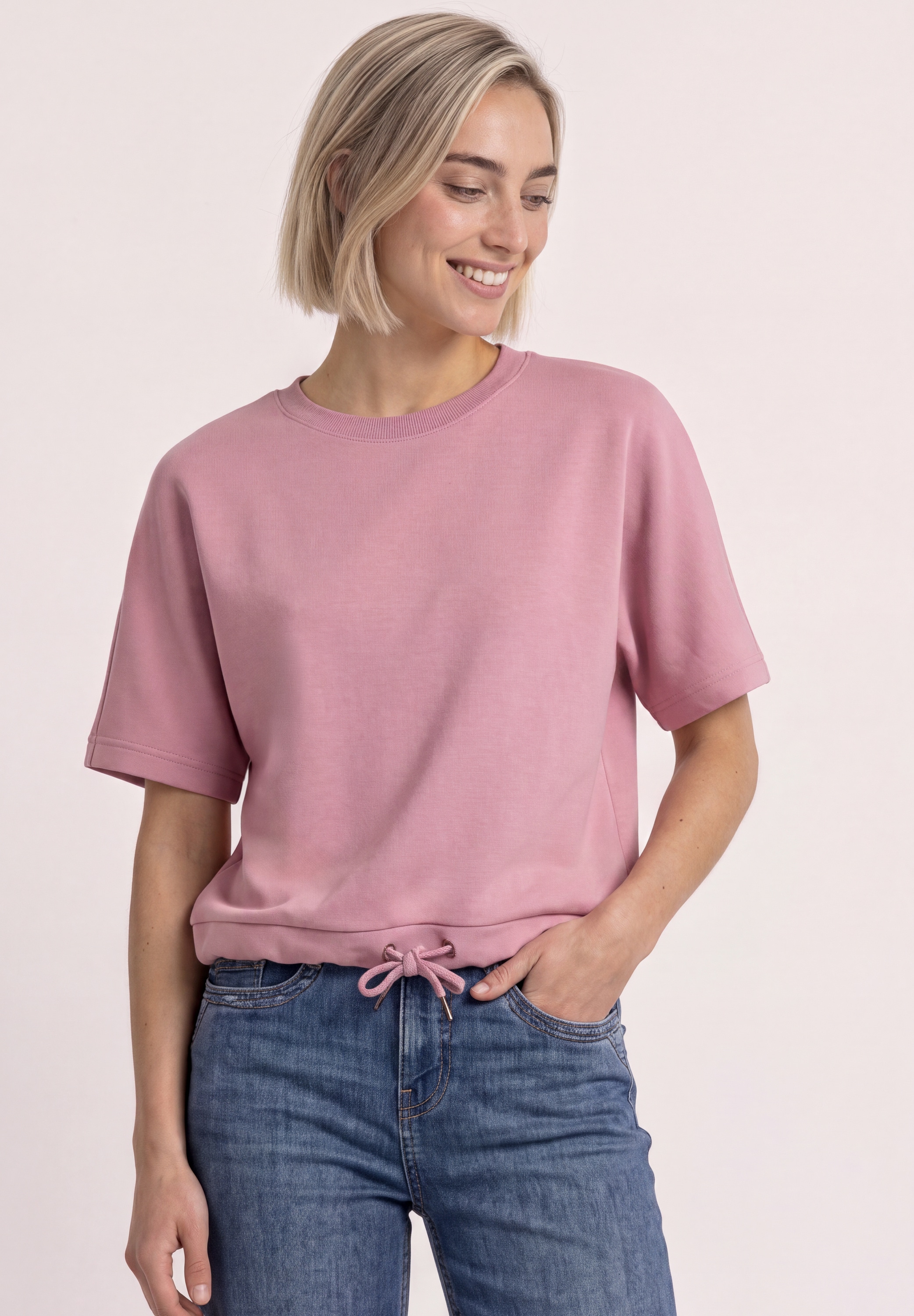 STREET ONE T-Shirt mit Elastiksaum und Tunnelzug