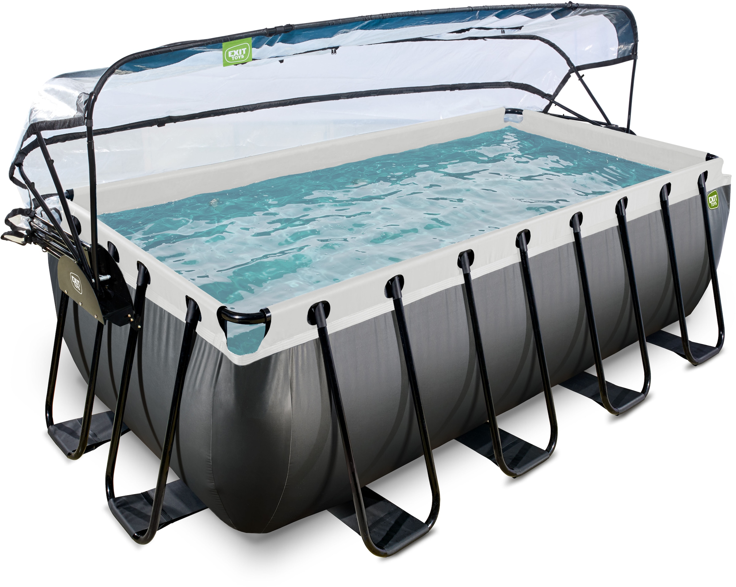 EXIT Framepool »»Black Leather Pool««, (Set), mit Sandfilterpumpe und Abdeckung und Zubehörset - schwarz