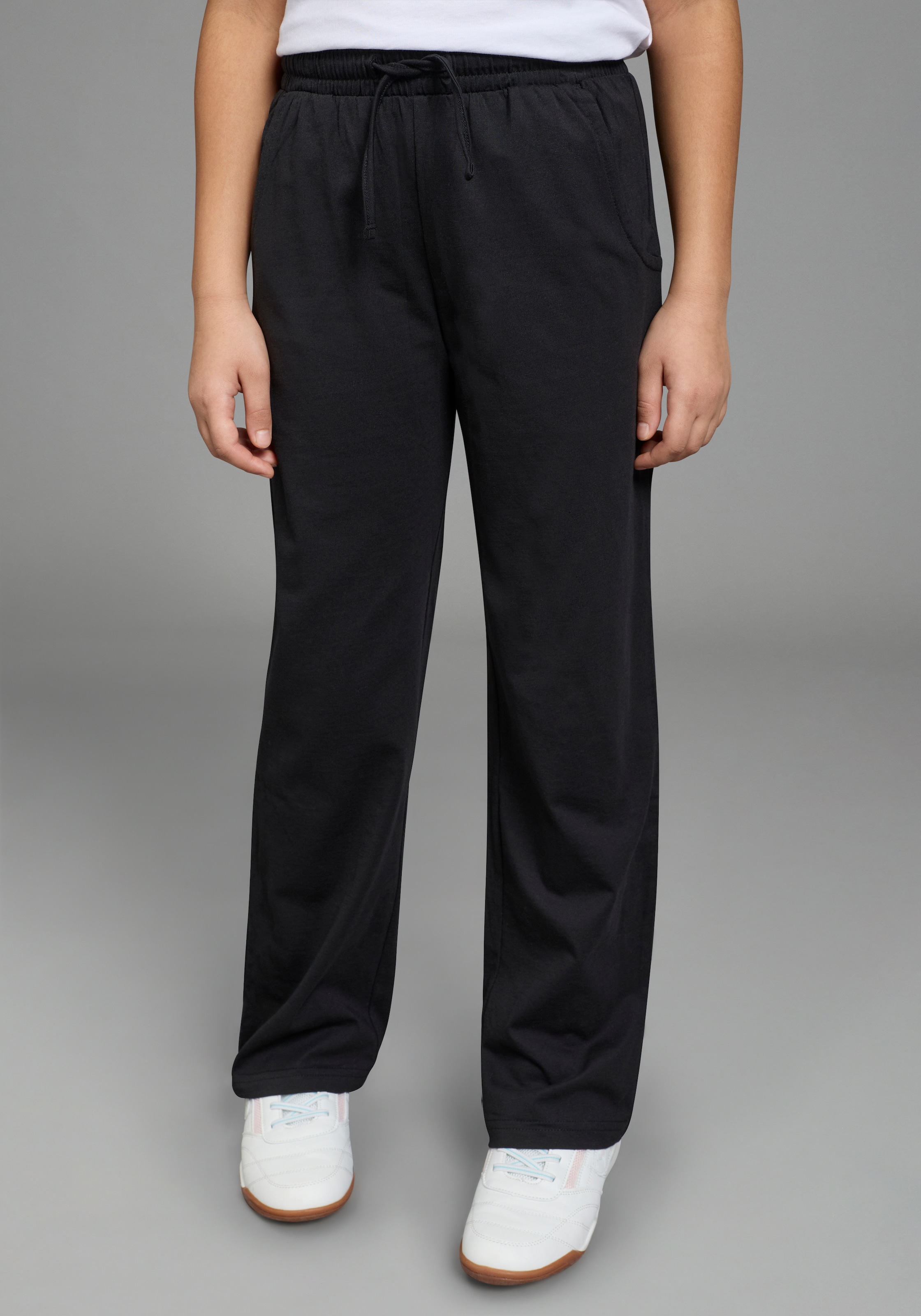 Thumbnail - H.I.S Jerseyhose "2er Pack Wirkhosen 1x uni + 1x geringelt" gerade Beinform, mit Gummizug am Bund, mit Logodruck als App...