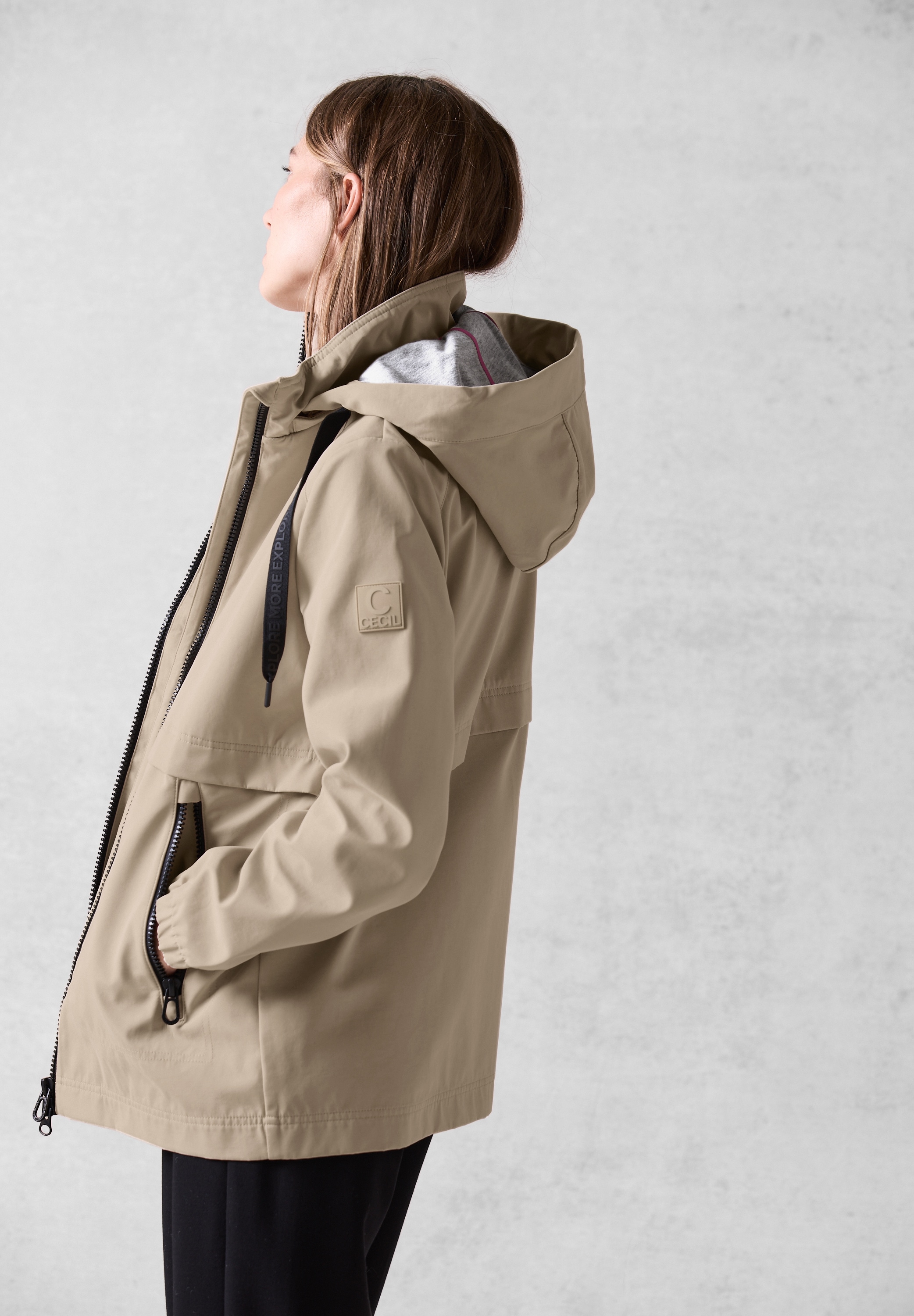 Cecil Outdoorjacke, mit Kapuze, aus softem Materialmix