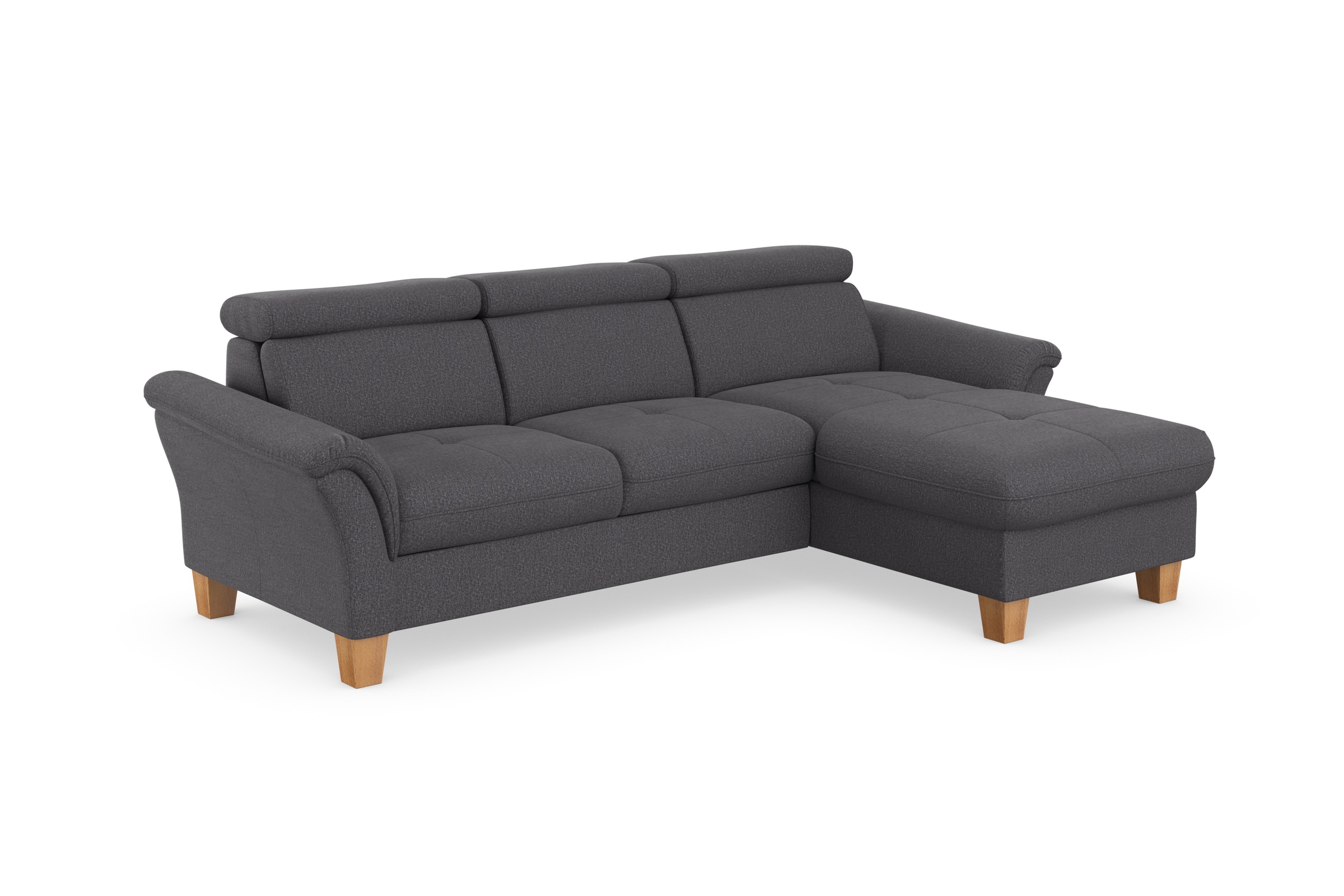 Ecksofa HOME AFFAIRE "Lindgren L-Form", braun (espresso), B:258cm H:84cm T:169cm, 100% Polyester, Sofas, Ecksofa, wahlweise mit Bett mit klappbaren Rollen, Kasten und Kopfverstellung 9