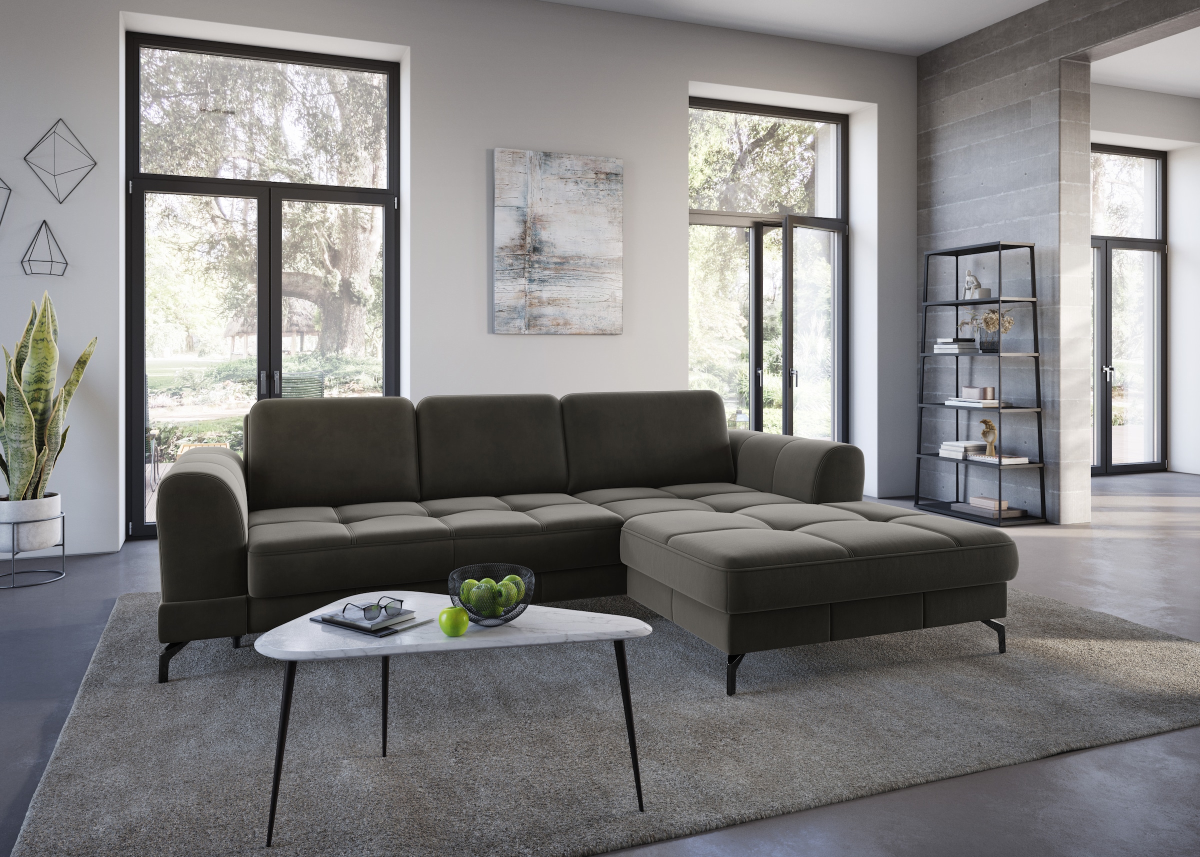 sit&more Ecksofa "Bendigo L-Form" inklusive Sitztiefenverstellung, Bodenfreiheit 12 cm, in 2 Fußfarben