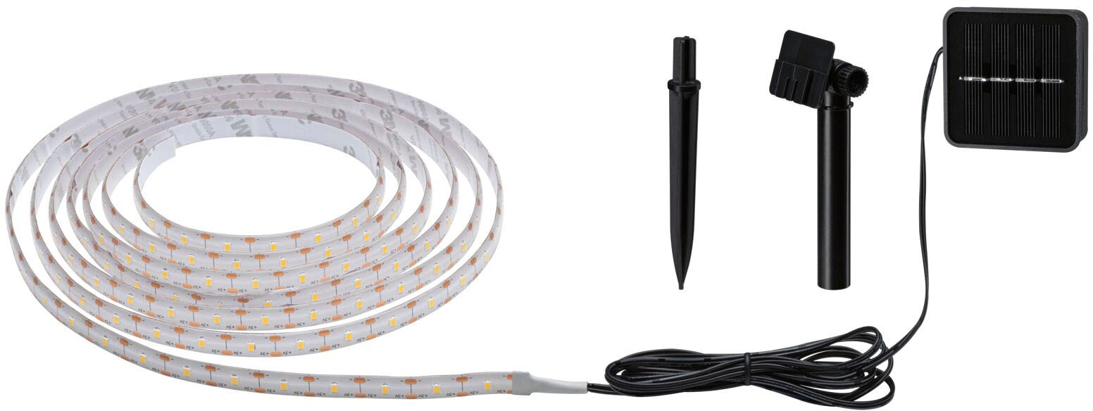 PAULMANN LED-Streifen "Solar mit Dämmerungssensor IP44 3m 2700K 0,3W Schwarz", Dioden 180 Stk. Flammen 1 Stk., Gesamtlänge 3m, schwarz, Küche,
