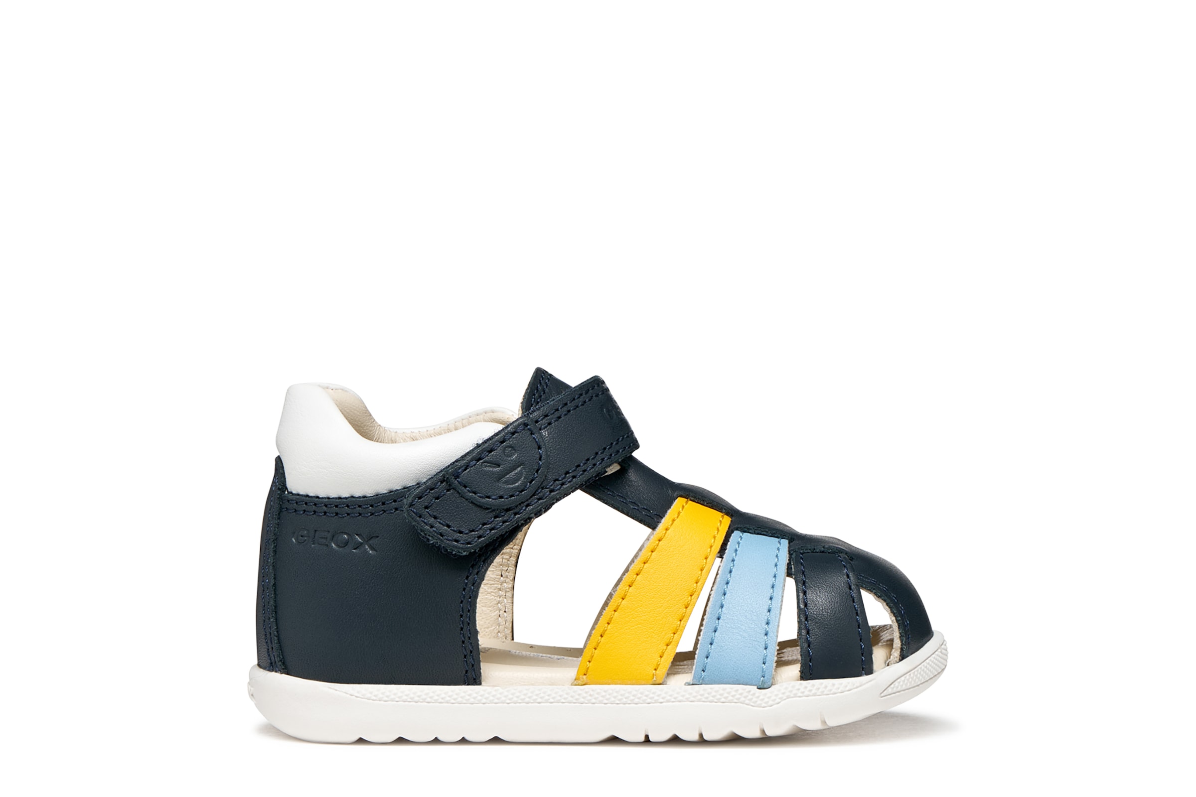 Geox Lauflernschuh »B SANDAL MACCHIA BOY«  Babyschuh, Kontrast-Riemchen, Größenschablone zum Download