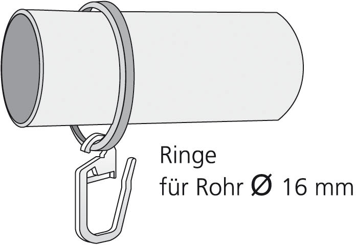 Liedeco Gardinenring »Gardinenring, Stilring, Ringe für Gardinenrohre 16 mm "Esperanca"«, (10 St.), Gardinenring mit Faltenlegehaken