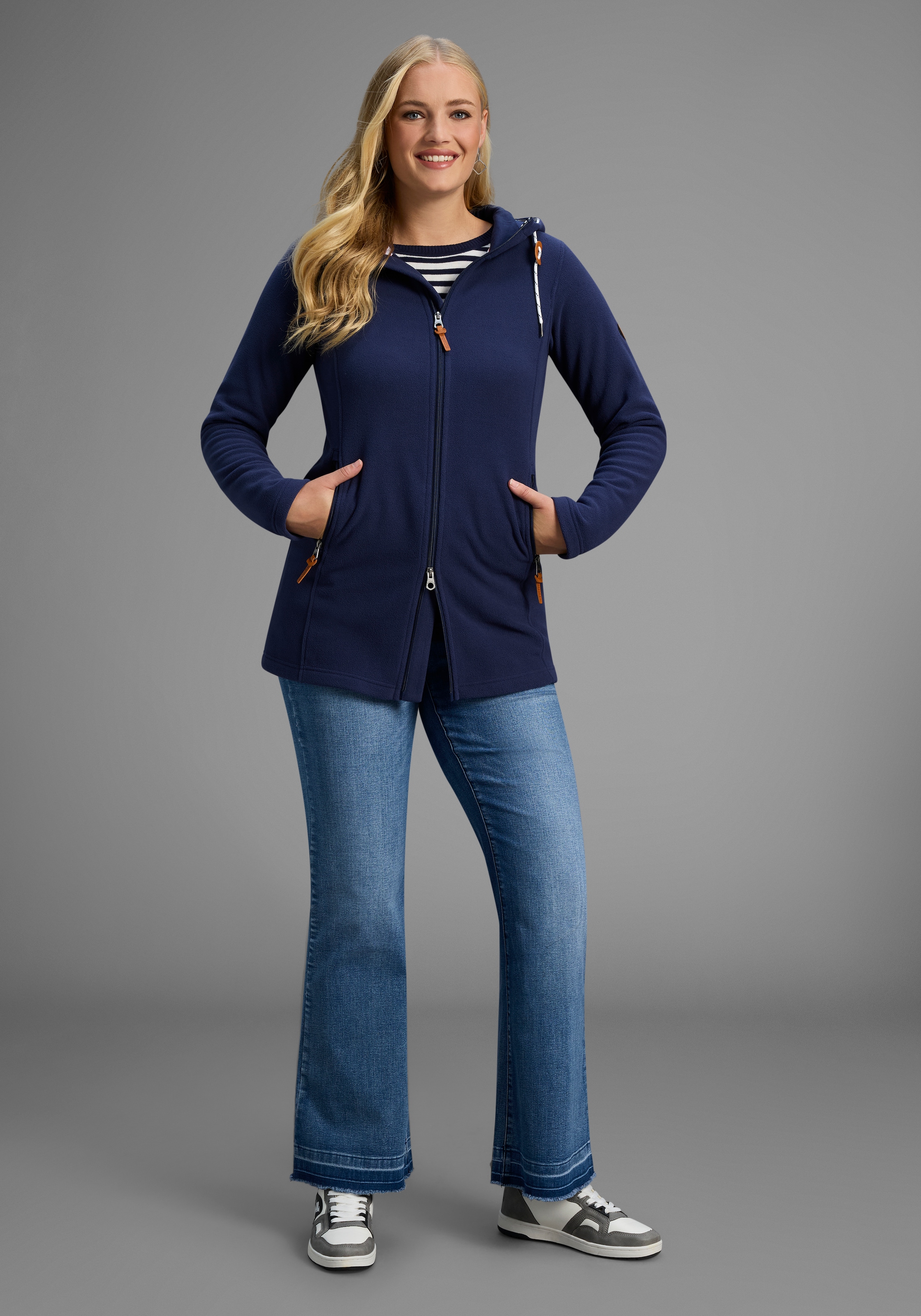 KangaROOS Fleecejacke, mit Kapuze, Große Größen, Übergangsjacke