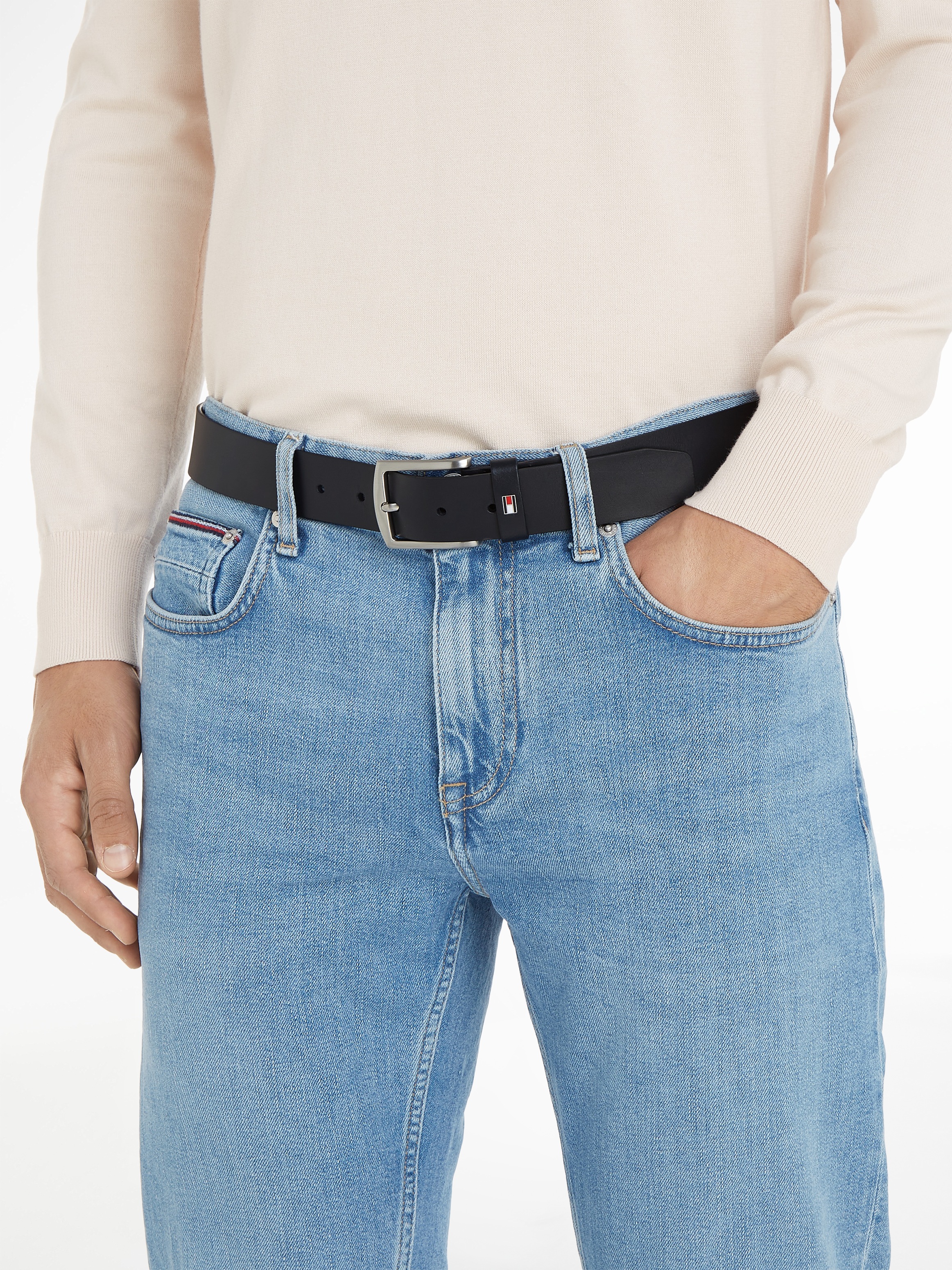 Tommy Hilfiger Ledergürtel "DENTON 3,5 cm breit" Robuster Ledergürtel mit F günstig online kaufen