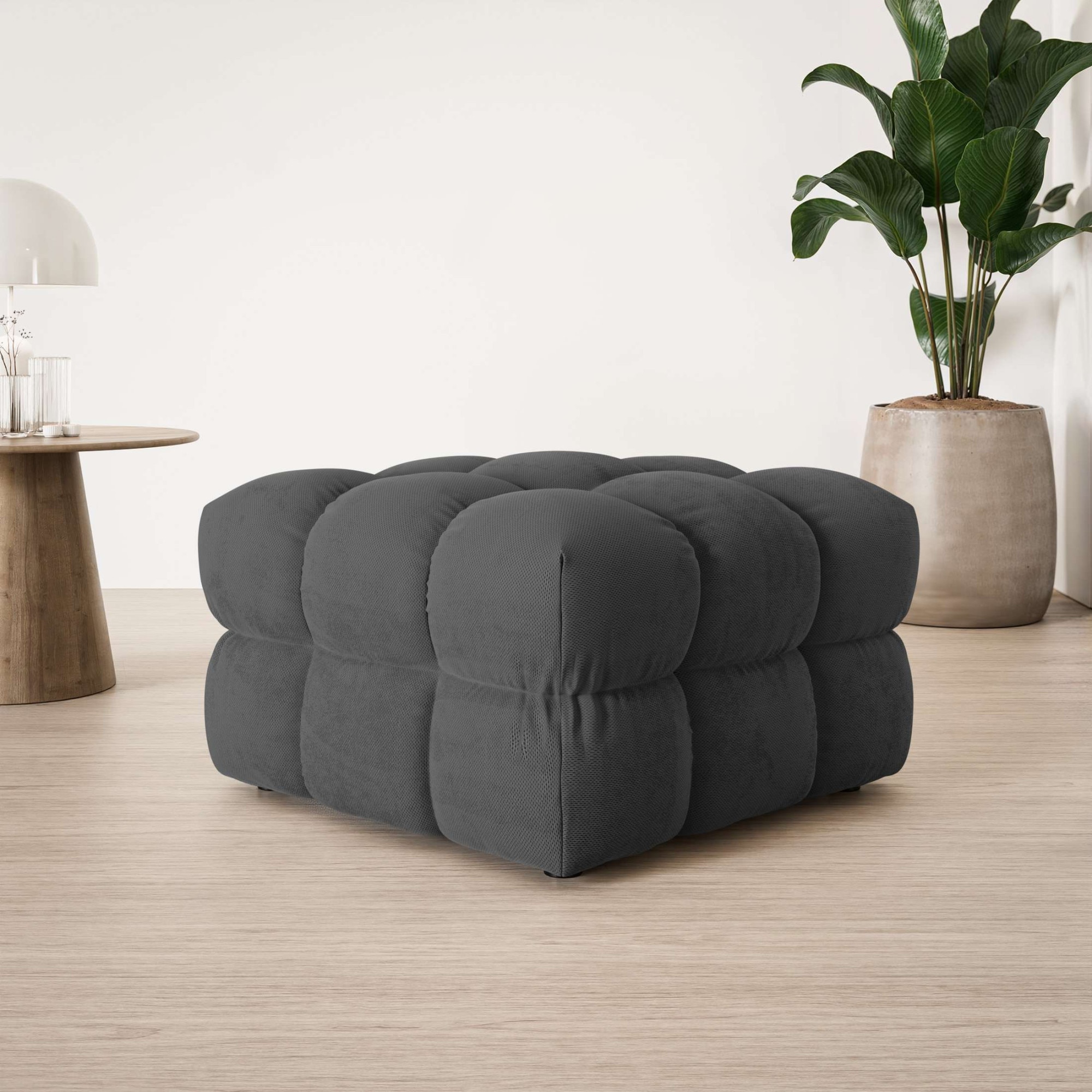 s.Oliver Polsterhocker "COBBO Sitzhocker Bubble-Optik, Maße B/T/H: 80/80/48 cm" passend zum Sofa, moderne Steppung und hoher Sitzkomfort