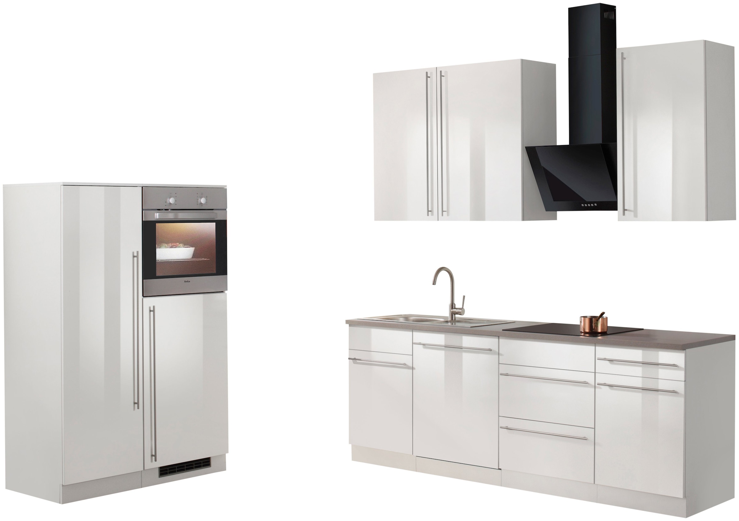 wiho Küchen Küchenzeile »Chicago«, mit E-Geräten, Gesamtbreite 330 cm