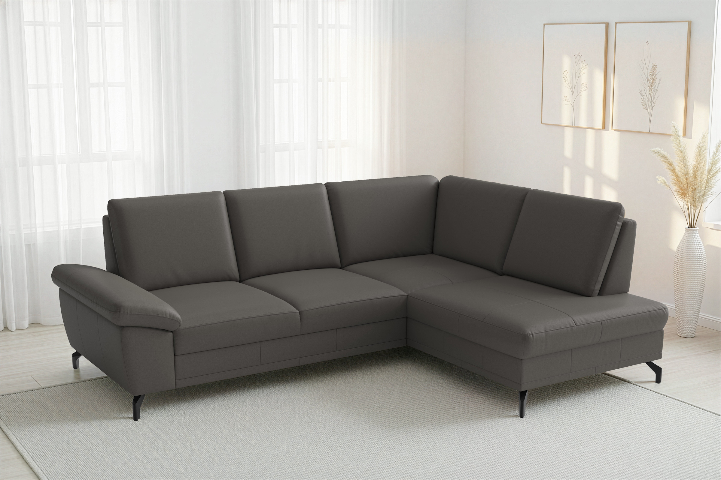 sit&more Ecksofa "Chelsea L-Form, B: 249 cm, Armteil- & Sitztiefenverstellung, Leder" optional mit Schlaffunktion und Bettkasten