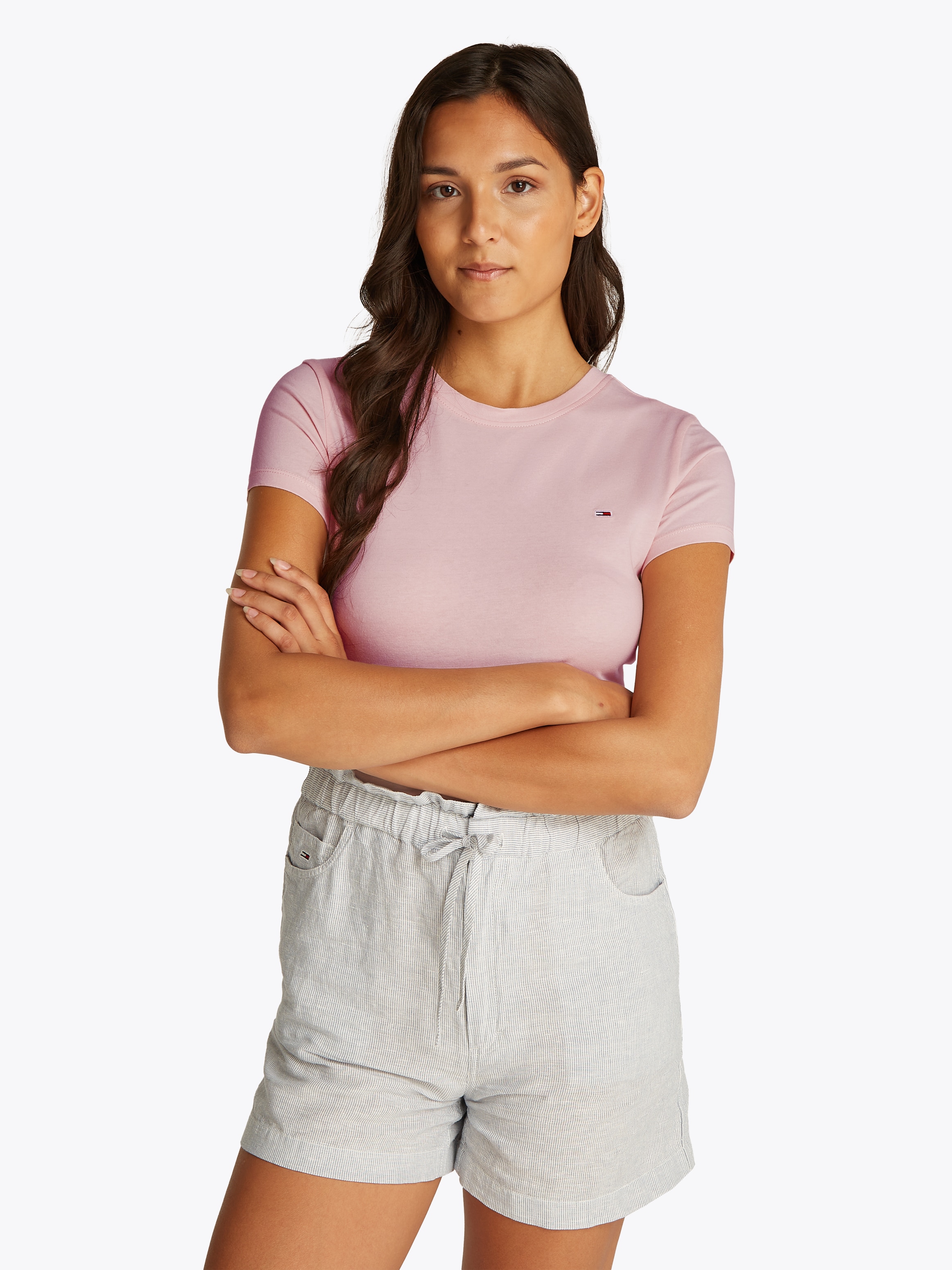 Tommy Jeans Kurzarmshirt "TJW SLIM C-NECK TEE", mit Logo-Stickerei günstig online kaufen