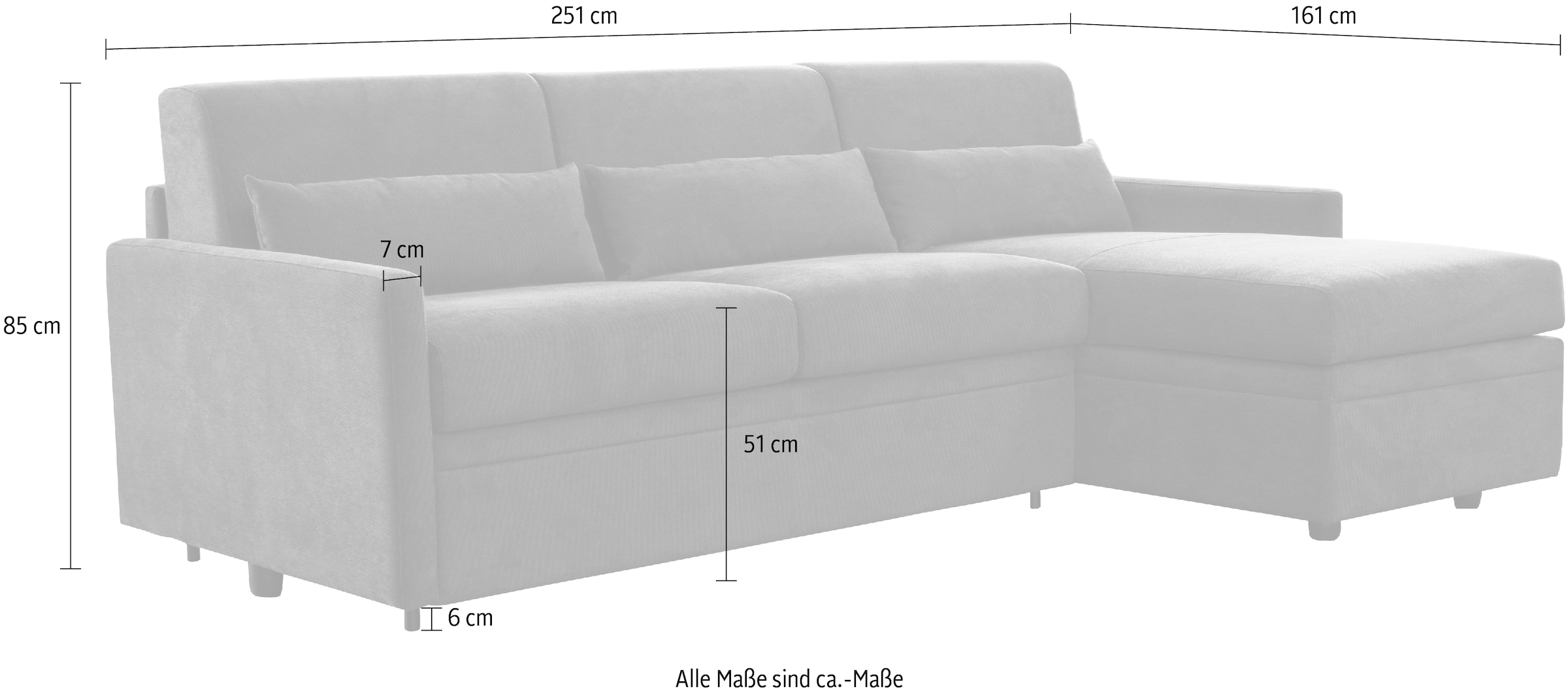 Black Friday Nias Ecksofa und Bettfunktion, cm »Avellino«, Matratze mit BAUR Metallgestell, Italia Liegefläche | 140/208