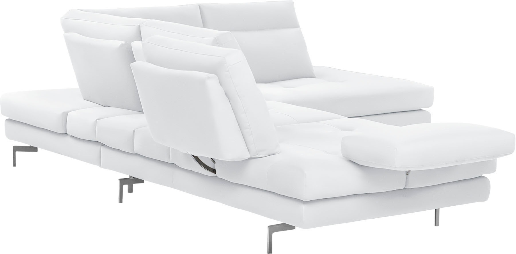 CALIA ITALIA Ecksofa »Toby Wing, L-Form, Multifunktionssofa, bequem und edel«, Sitztiefenverstellung und Armteilfunktion, Füße chrom glänzend