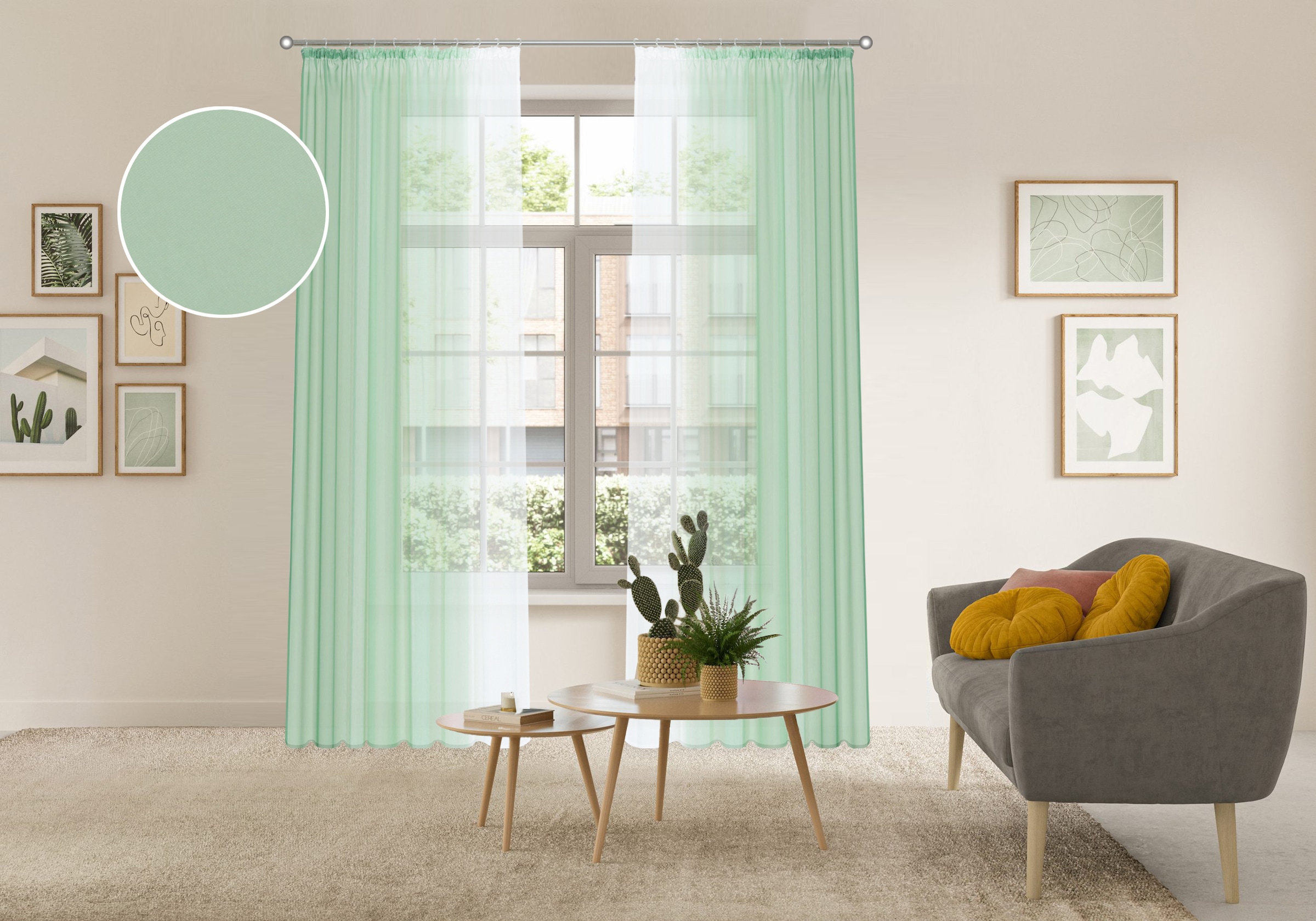 OTTO home Gardine »Nivva« Kräuselband 2 Stk. tlg. Transparent, Kräuselband, Pflegeleicht, 2er Set