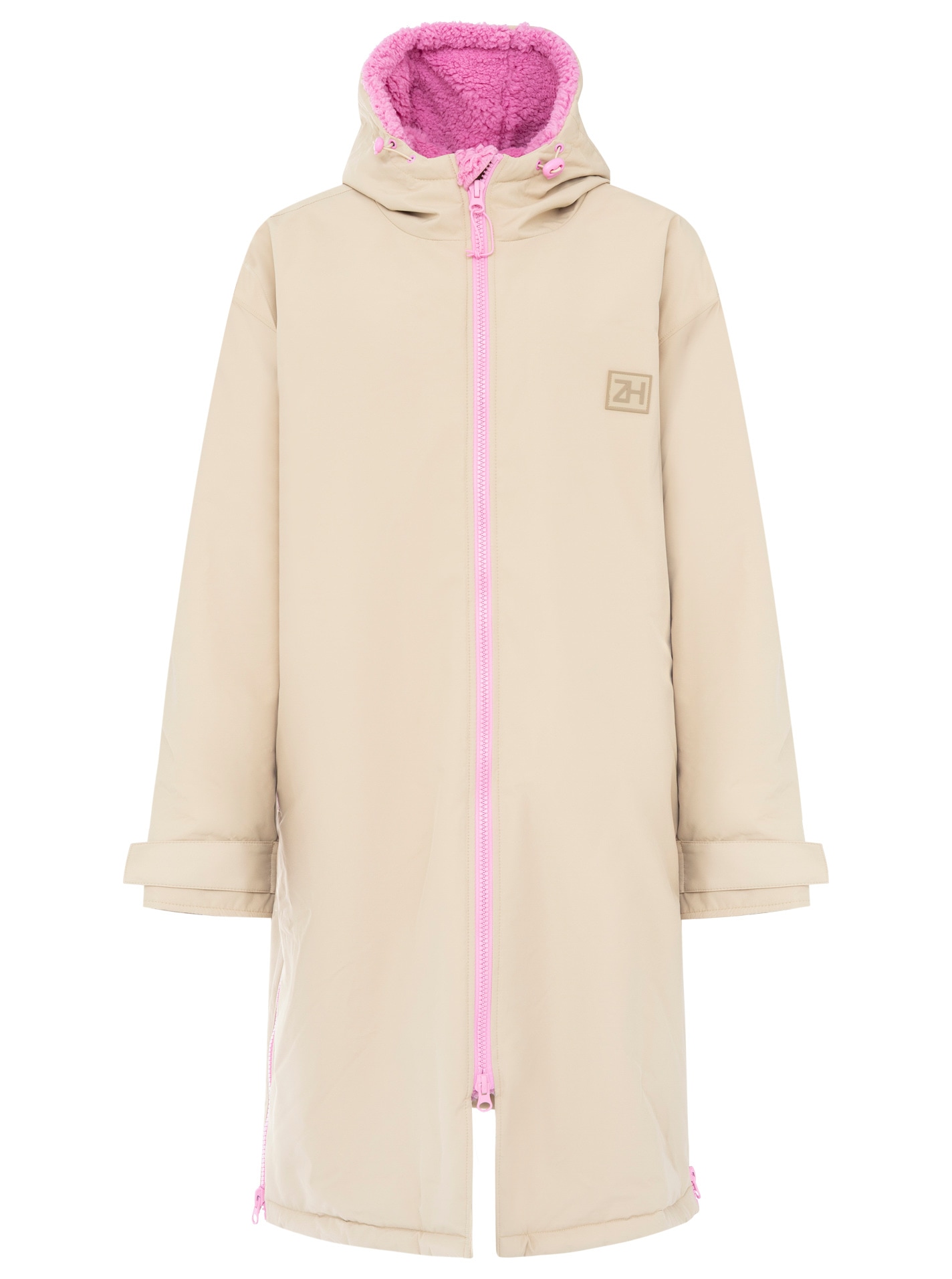 Zwillingsherz Kurzmantel ""Oversize Windjacke ZH"" seitliche Taschen, Kapuze, Reißverschluss, Teddy Futter, Oversized