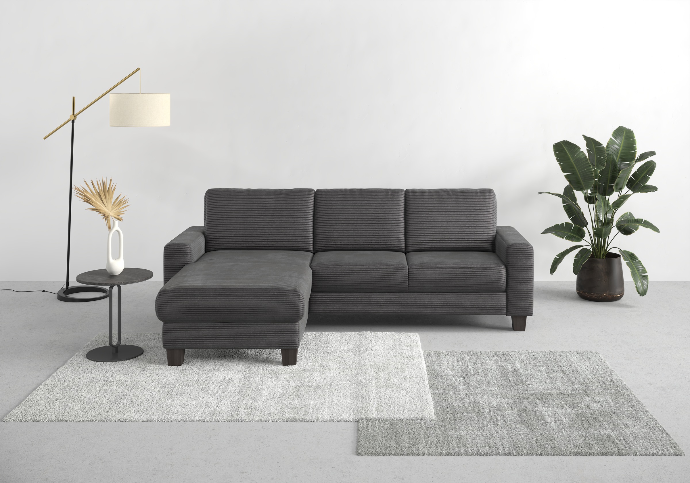 Home affaire Ecksofa »Summer L-Form«, mit Recamiere, mit oder ohne Bettfunktion und Bettkasten, Cord-Bezug