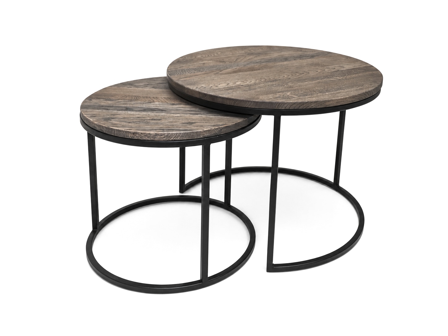 OTTO home Couchtisch »Kiruna, Wohnzimmertisch, Sofatisch, Beistelltisch, Kaffeetisch, rund« Packung,  Wildeiche geölt Natur/Smoke, rund (Ø 60 cm), Metallgestell