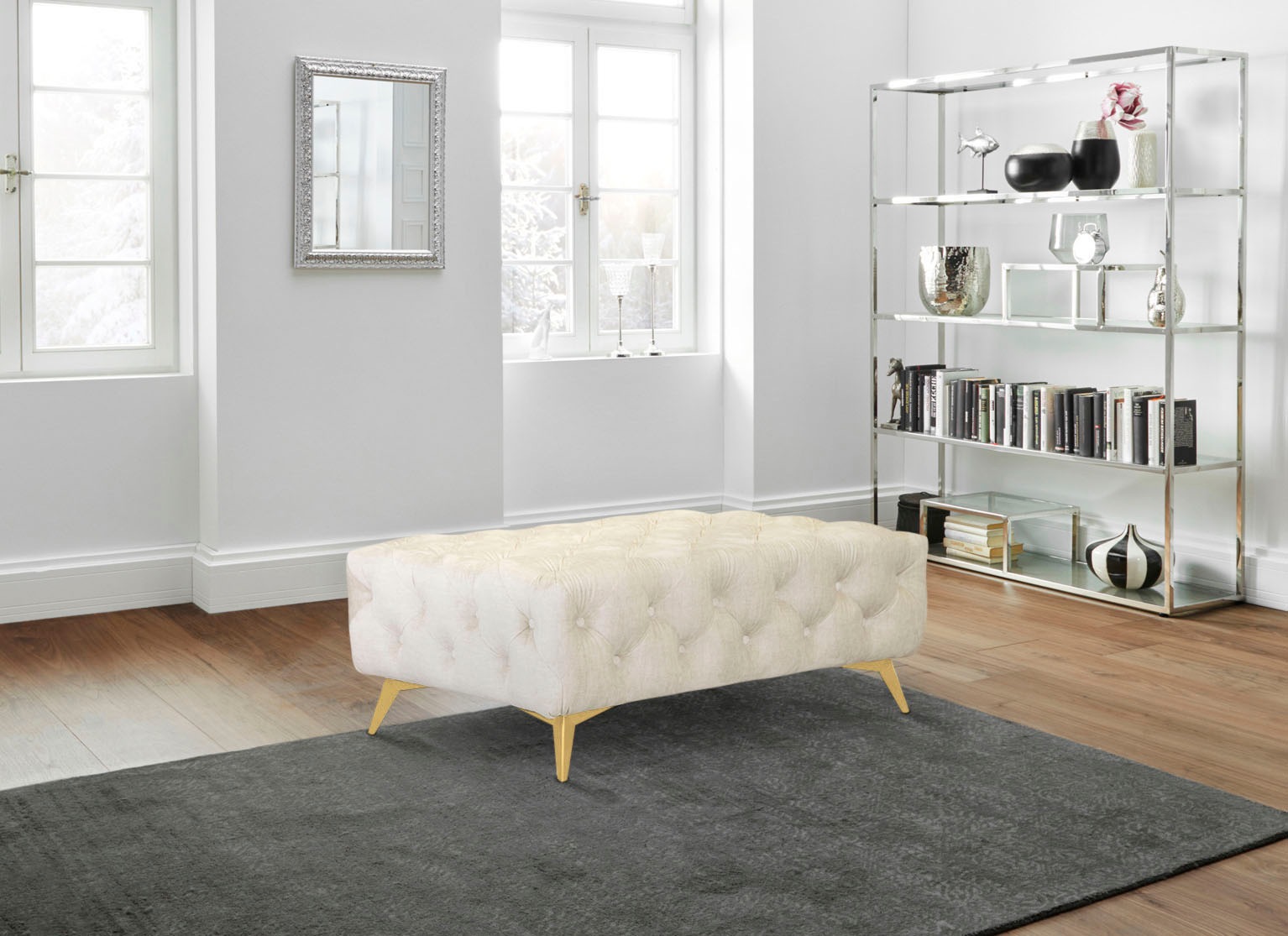 Home affaire Polsterhocker "Glynis" aufwändige Knopfheftung, moderne Cheste günstig online kaufen