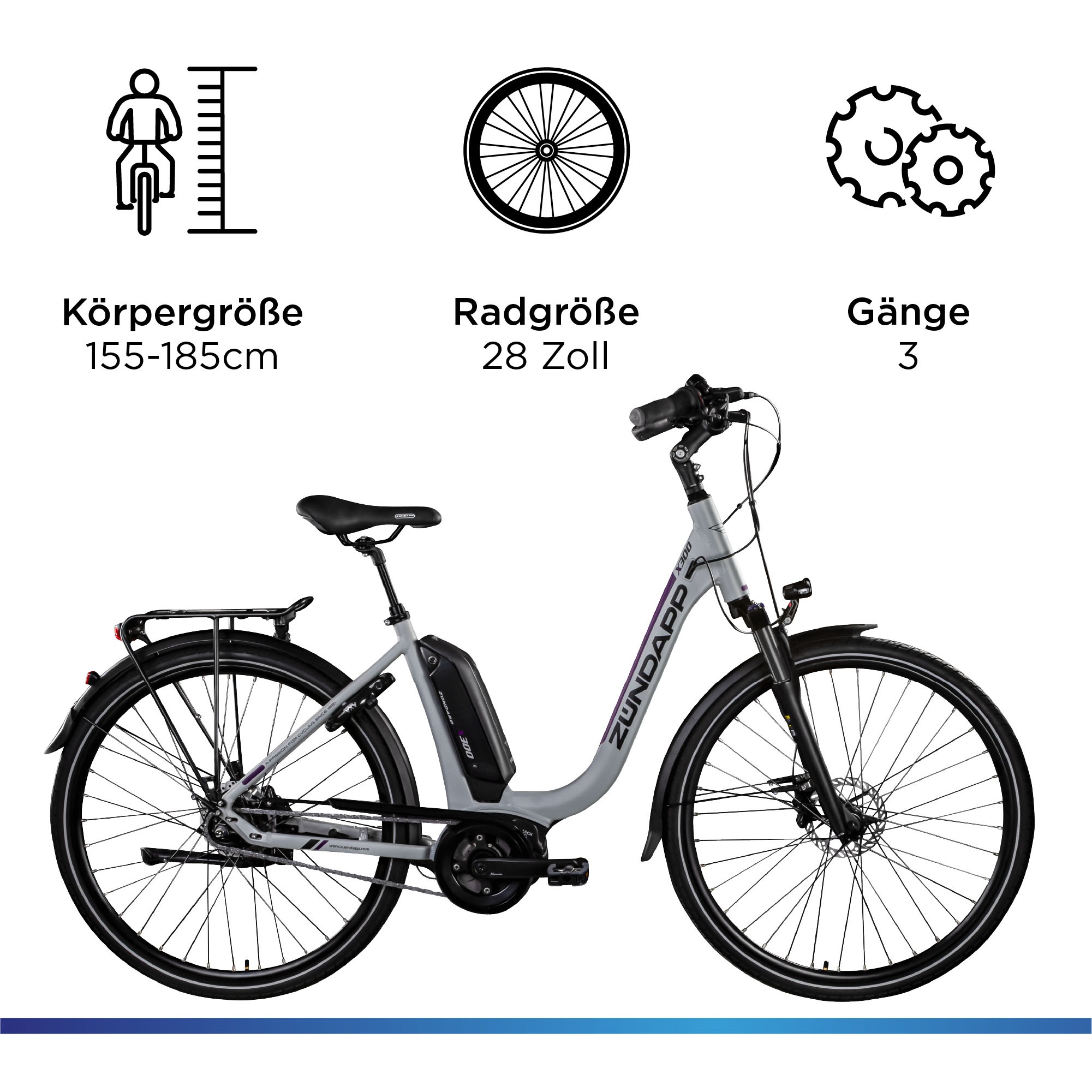 Zündapp E-Bike »X300«, 7 Gang, Shimano, Nexus, Mittelmotor 250 W, Pedelec, Elektrofahrrad für Damen u. Herren