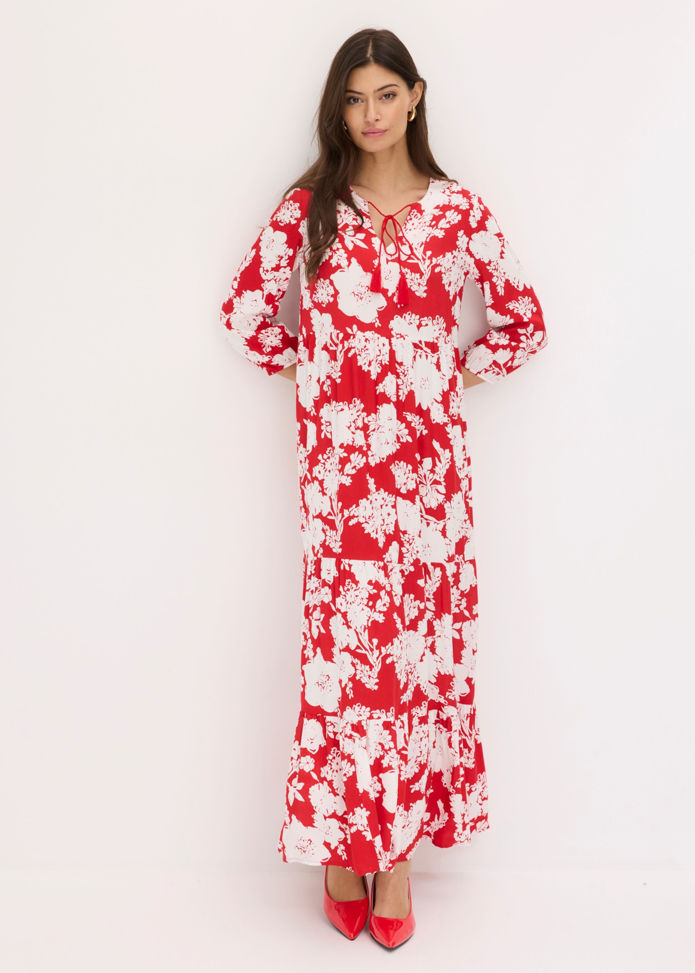 bonprix Maxikleid für Frühling und Sommer, aus Viskose, ausgestellte Passform