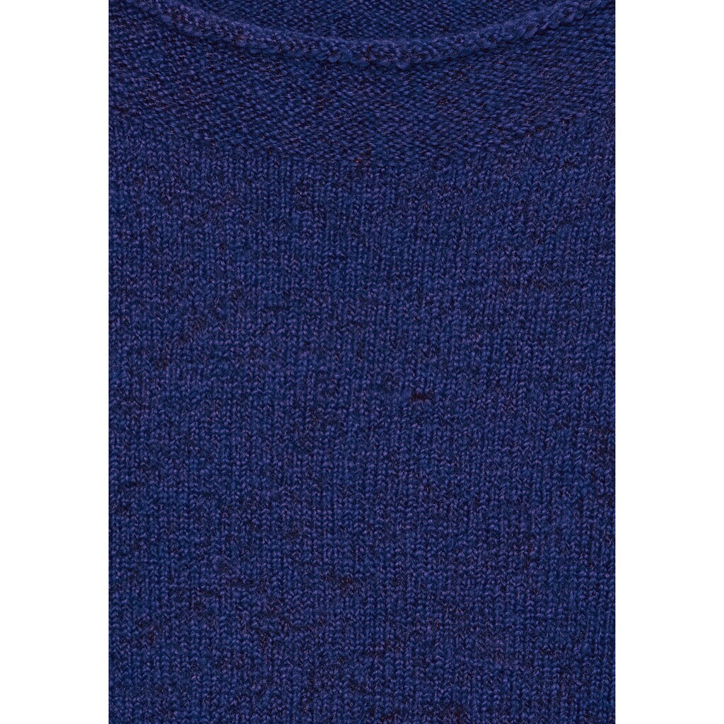 Damenmode Pullover Cecil Strickpullover, in Unifarbe mit Melange Optik blau Damenmode Pullover Cecil Strickpullover, in Unifarbe mit Melange Optik blau