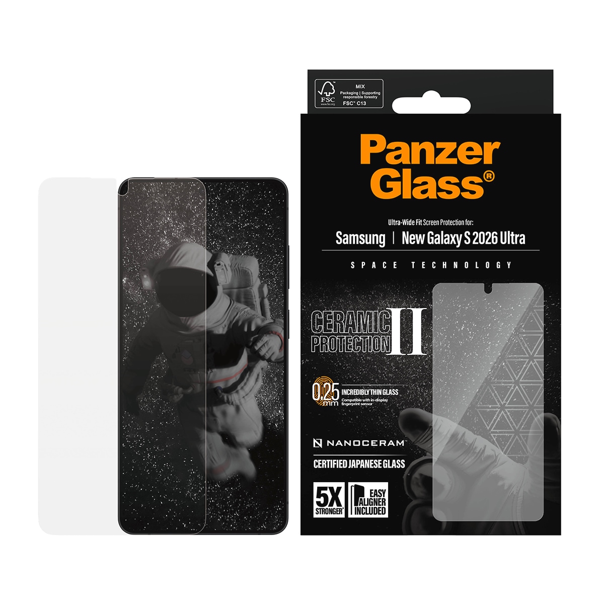 Displayschutzglas "Ultra-Wide Fit Screen Protector", B:11cm H:1,4cm T:19,6mm, transparent, CARE BY PANZERGLASS, Displayfolien, Displayschutzfolie,