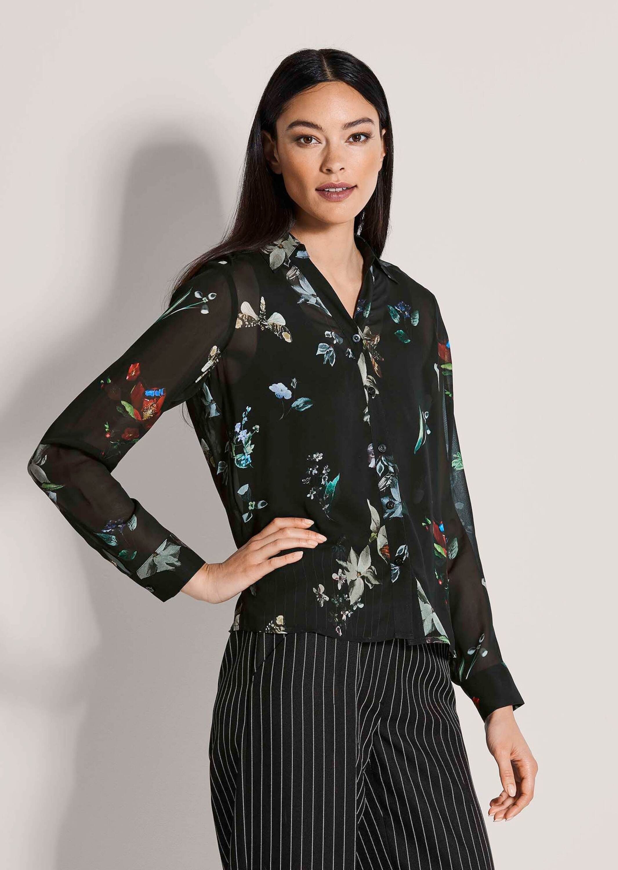 Thumbnail - MADELEINE Langarmbluse "Bluse Viskosebluse mit floralem Muster" Durchgehende Knopfleiste