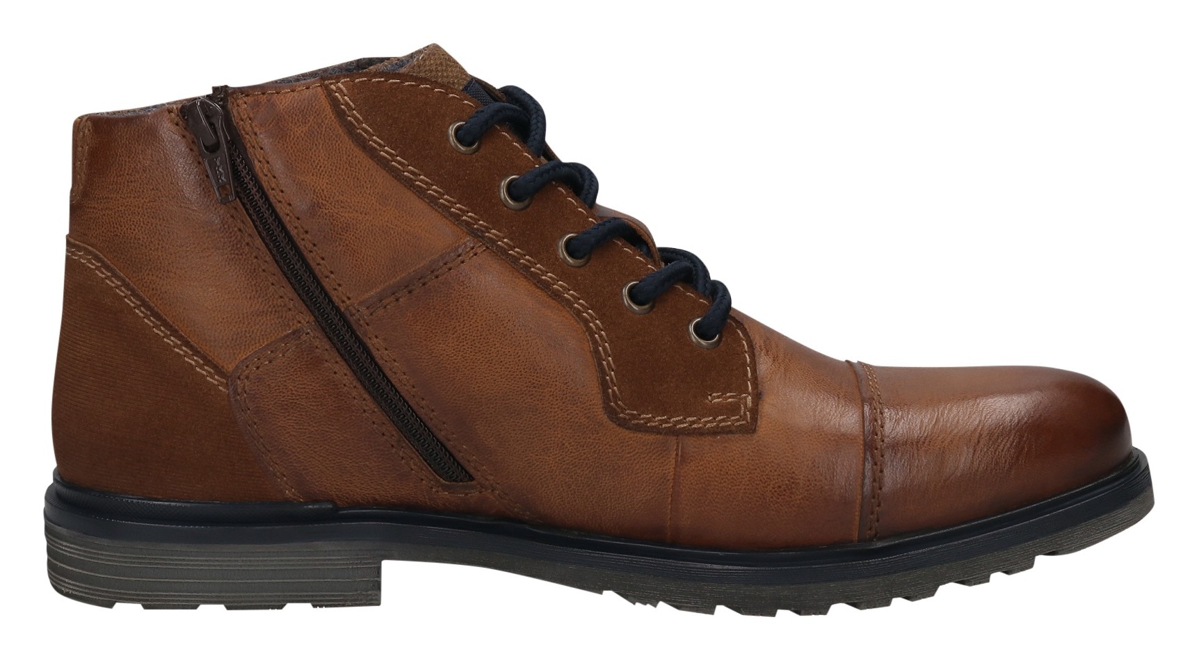 bugatti Schnürboots, Boots, Herrenschuh, Stiefelette mit seitlichem Logo-Branding