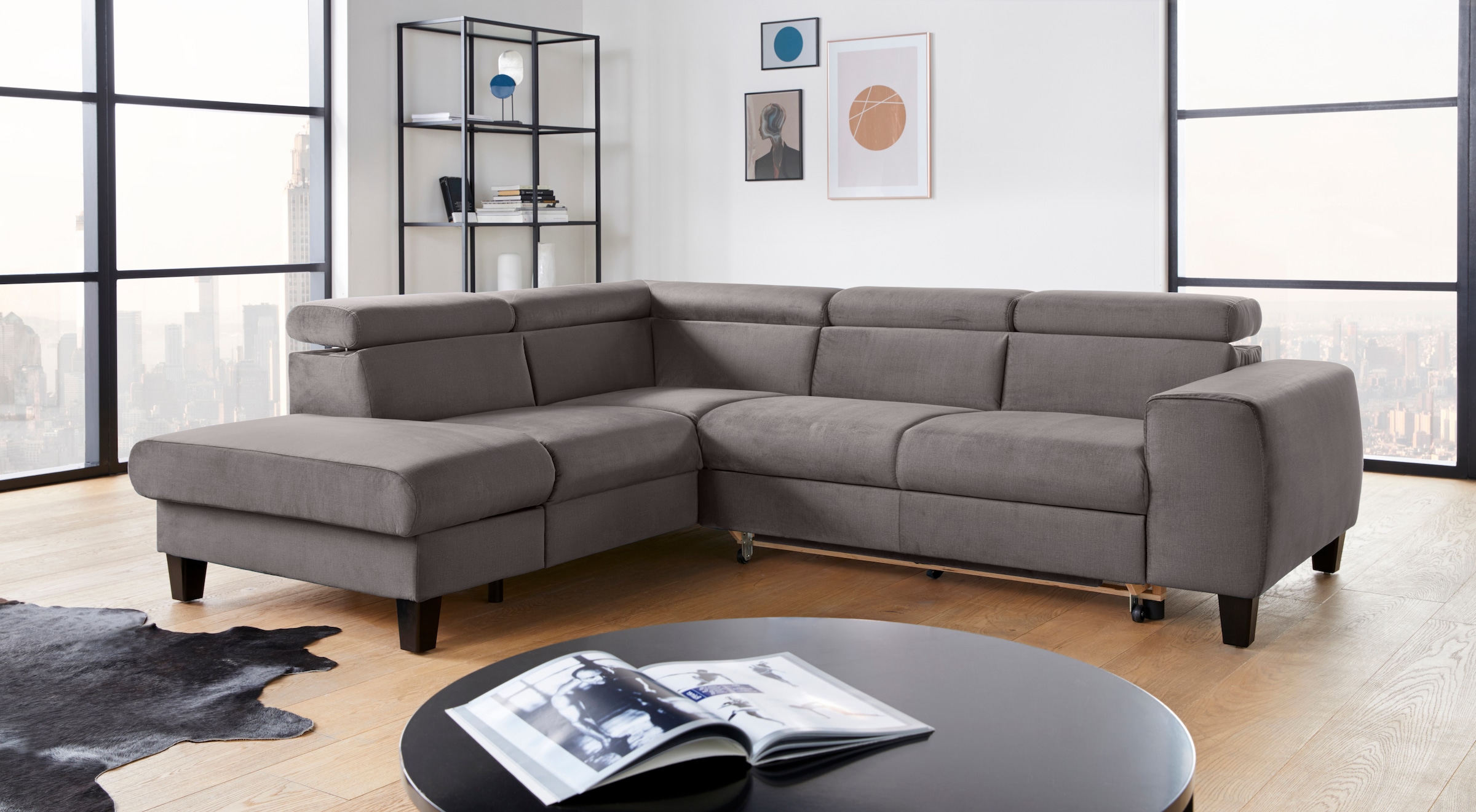 COTTA Ecksofa »Morven L-Form«, Kopfteilverstellung, wahlweise mit Bettfunktion und Bettkasten