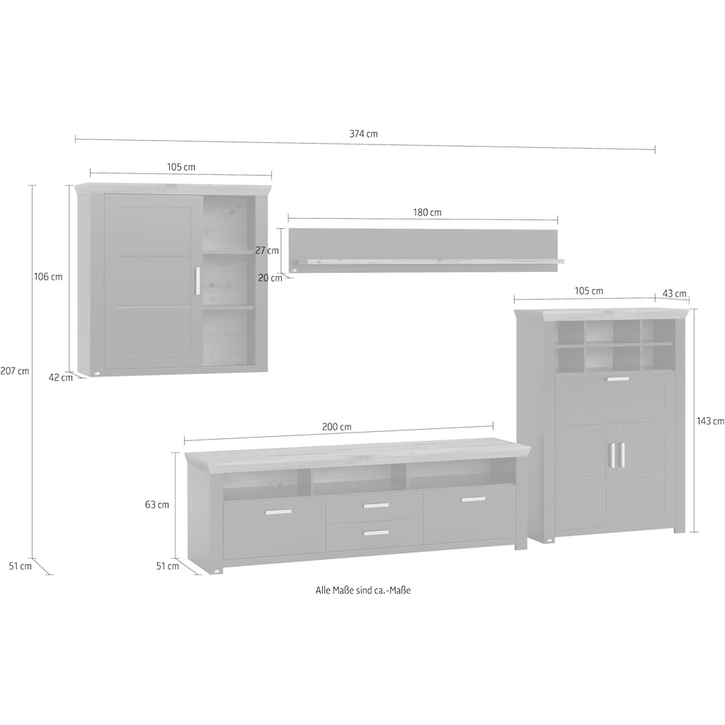 set one by Musterring Wohnwand »york«, (Set, 4 St.)