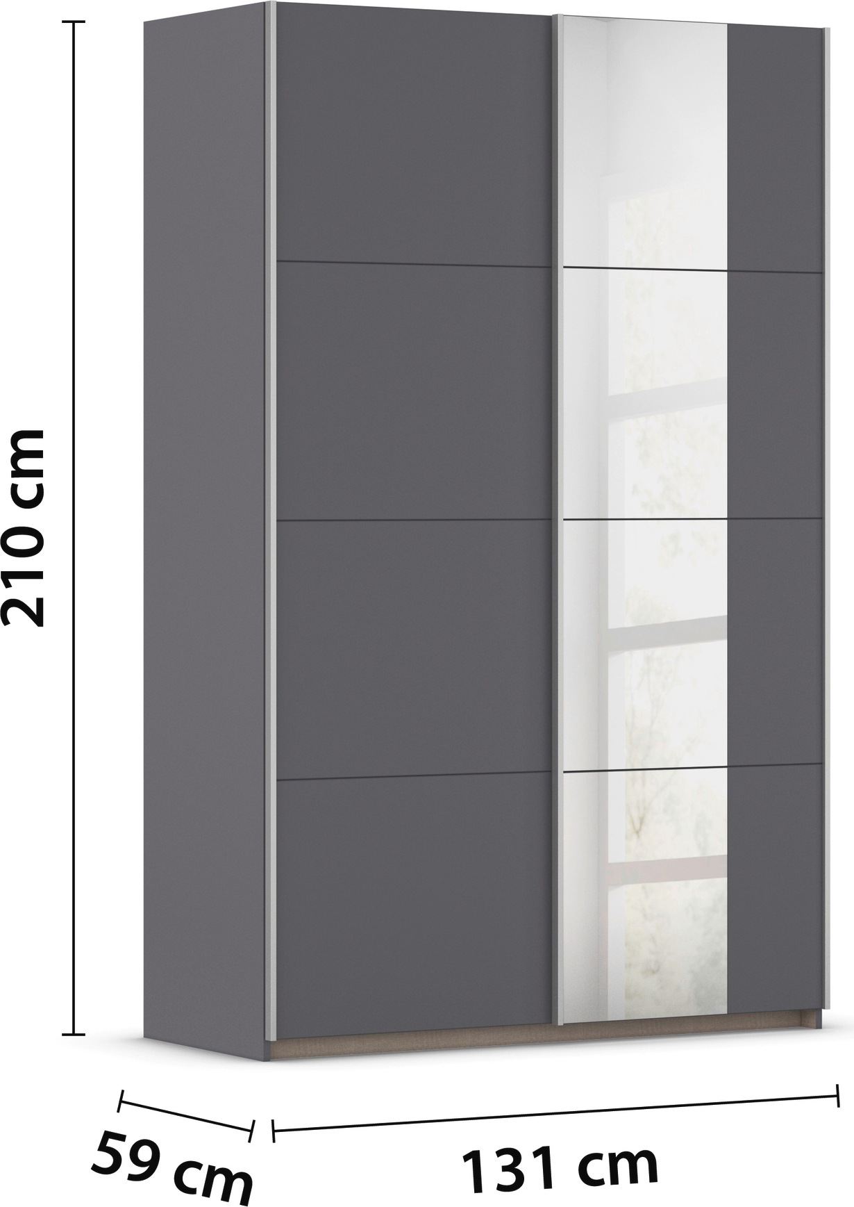 rauch Schwebetürenschrank »Kleiderschrank Schrank Garderobe Schlafzimmerschrank OXFORD«, (in 3 verschiedenen Ausstattungen BASIC/CLASSIC/PREMIUM), mit Griffleisten aus Metall, auch für kleinere Räume MADE IN GERMANY