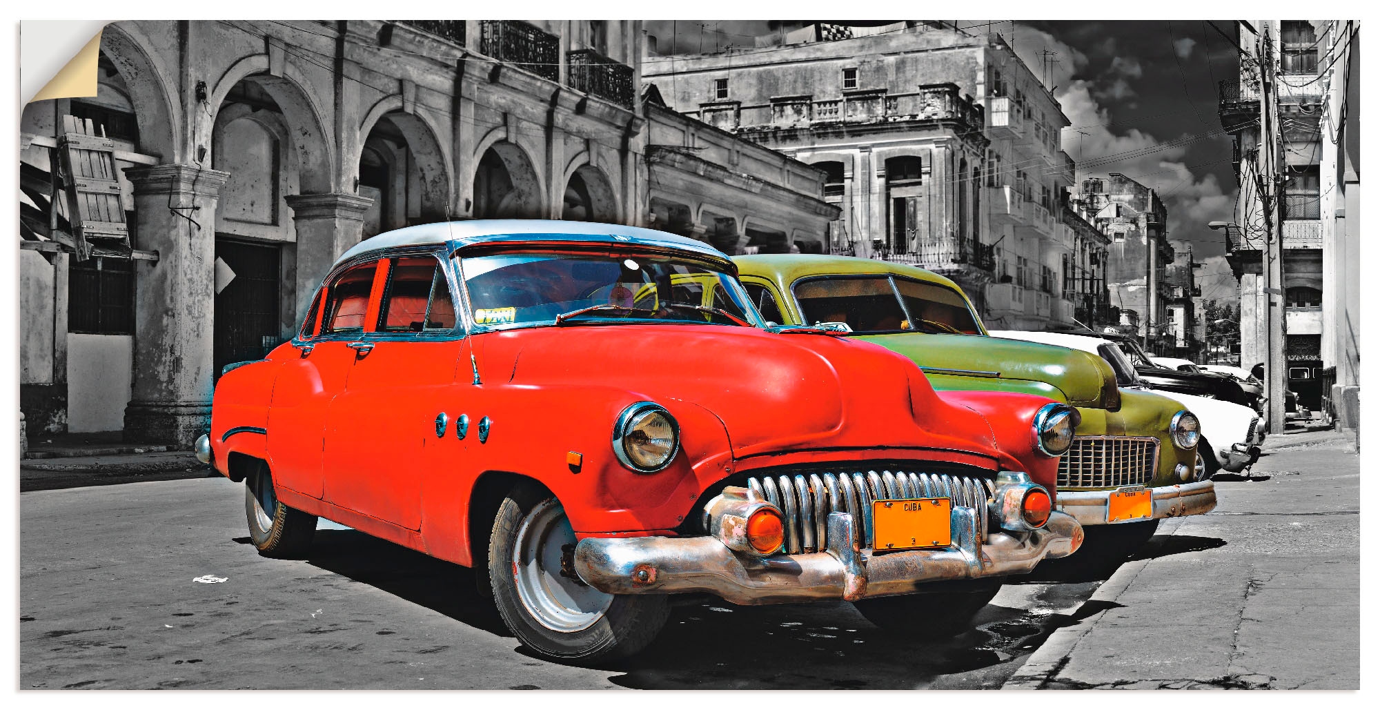 Havanna in (1 BAUR Alubild, Wandaufkleber Leinwandbild, oder Auto, Größen Poster Autos«, »Ansicht von versch. bunten St.), | als Wandbild bestellen Artland